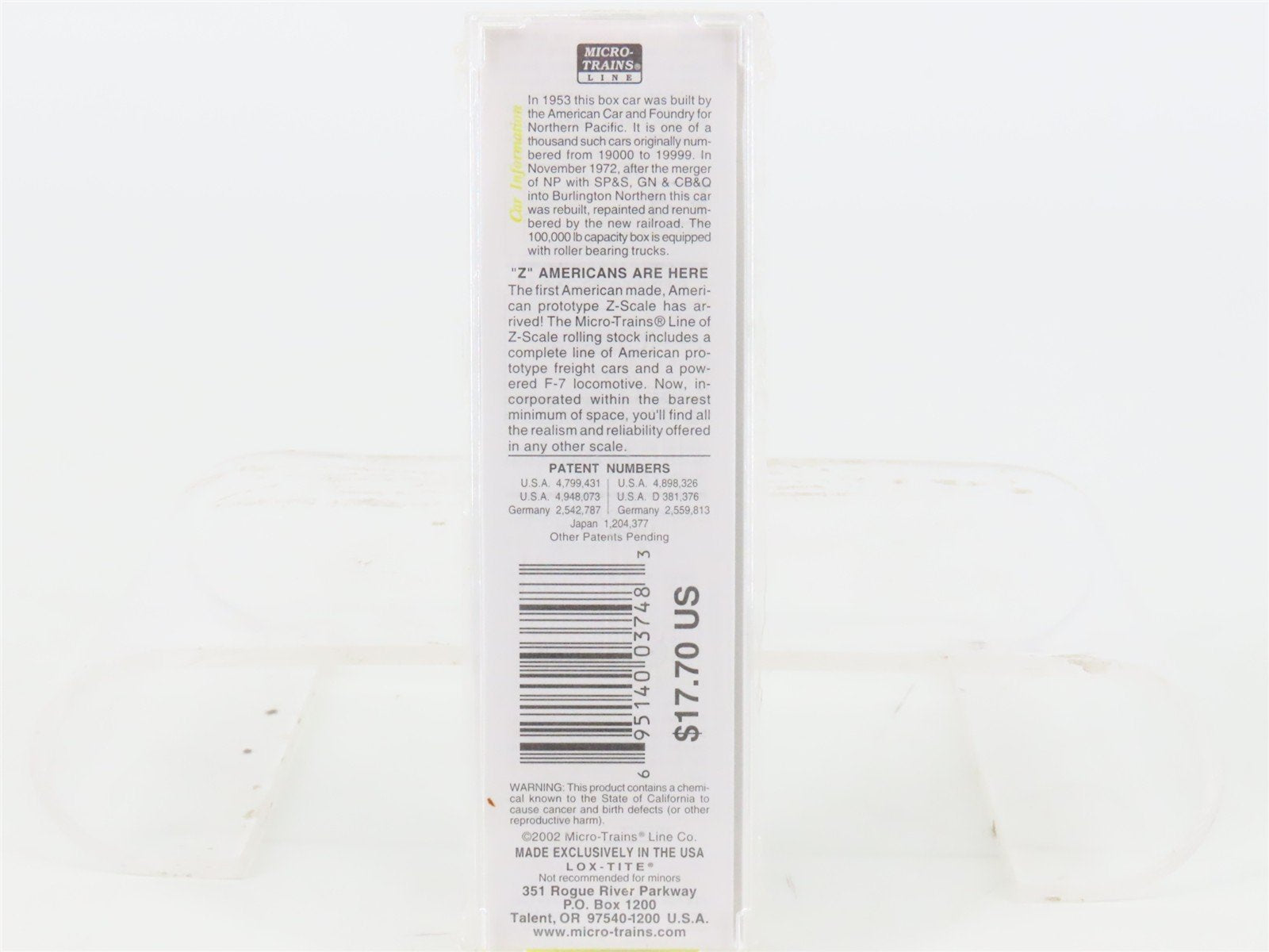 Z Scale Micro-Trains MTL 13517 BN Burlington Northern 50' Box Car #246002 SEALED