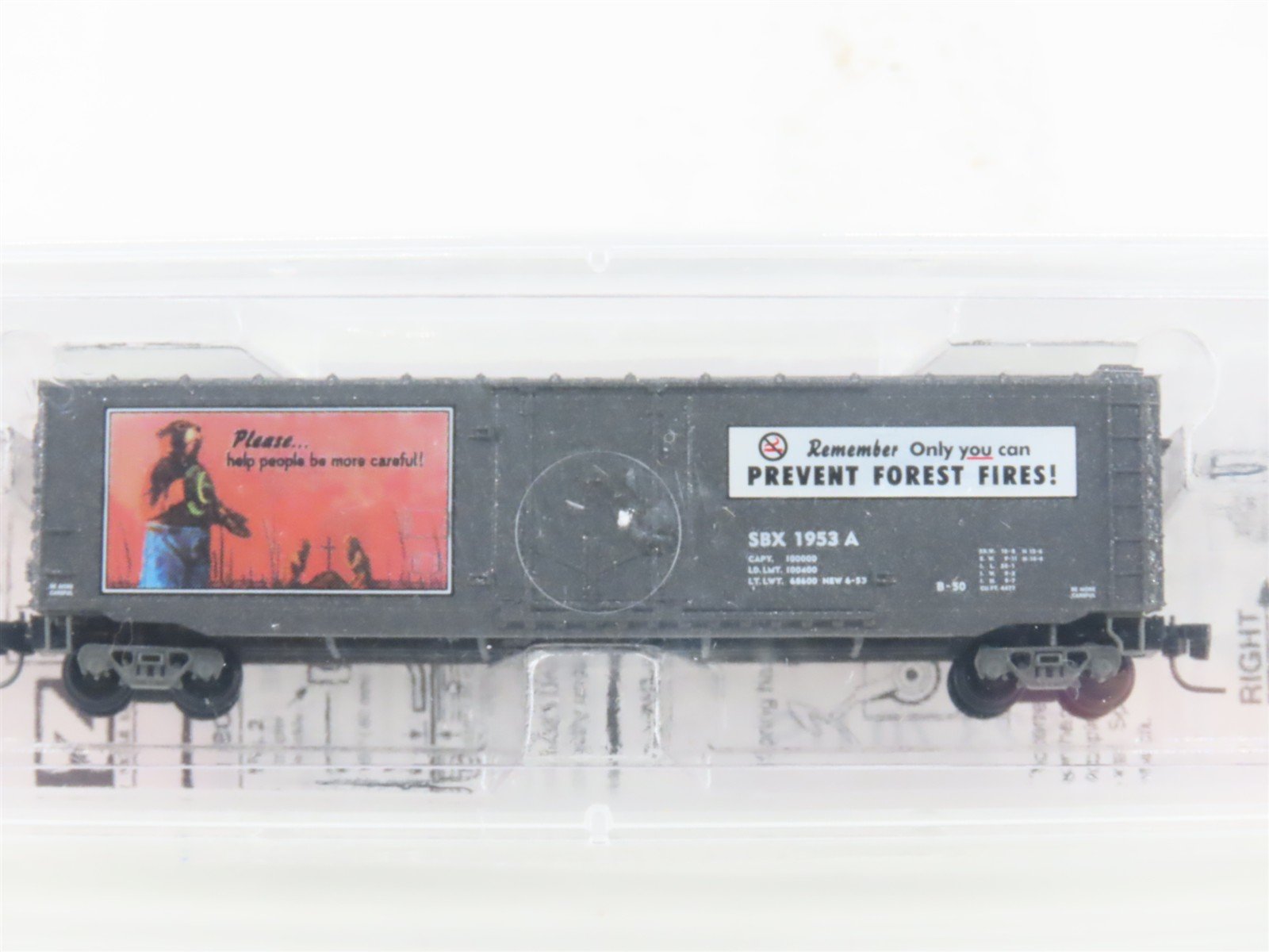 Z Scale Micro-Trains MTL 50700310 SBX Smokey Bear Forest Fire Prevention Boxcar