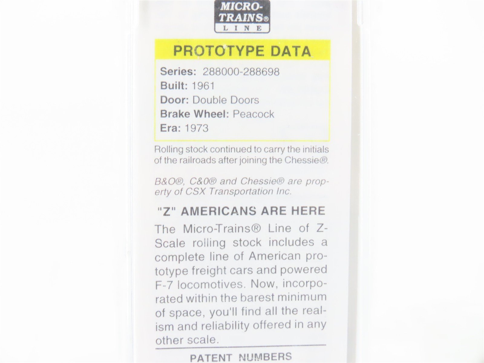 Z Scale Micro-Trains MTL 13706 B&O Chessie System 50' Box Car #288041 - SEALED