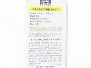 Z Scale Micro-Trains MTL 13706 B&O Chessie System 50' Box Car #288041 - SEALED