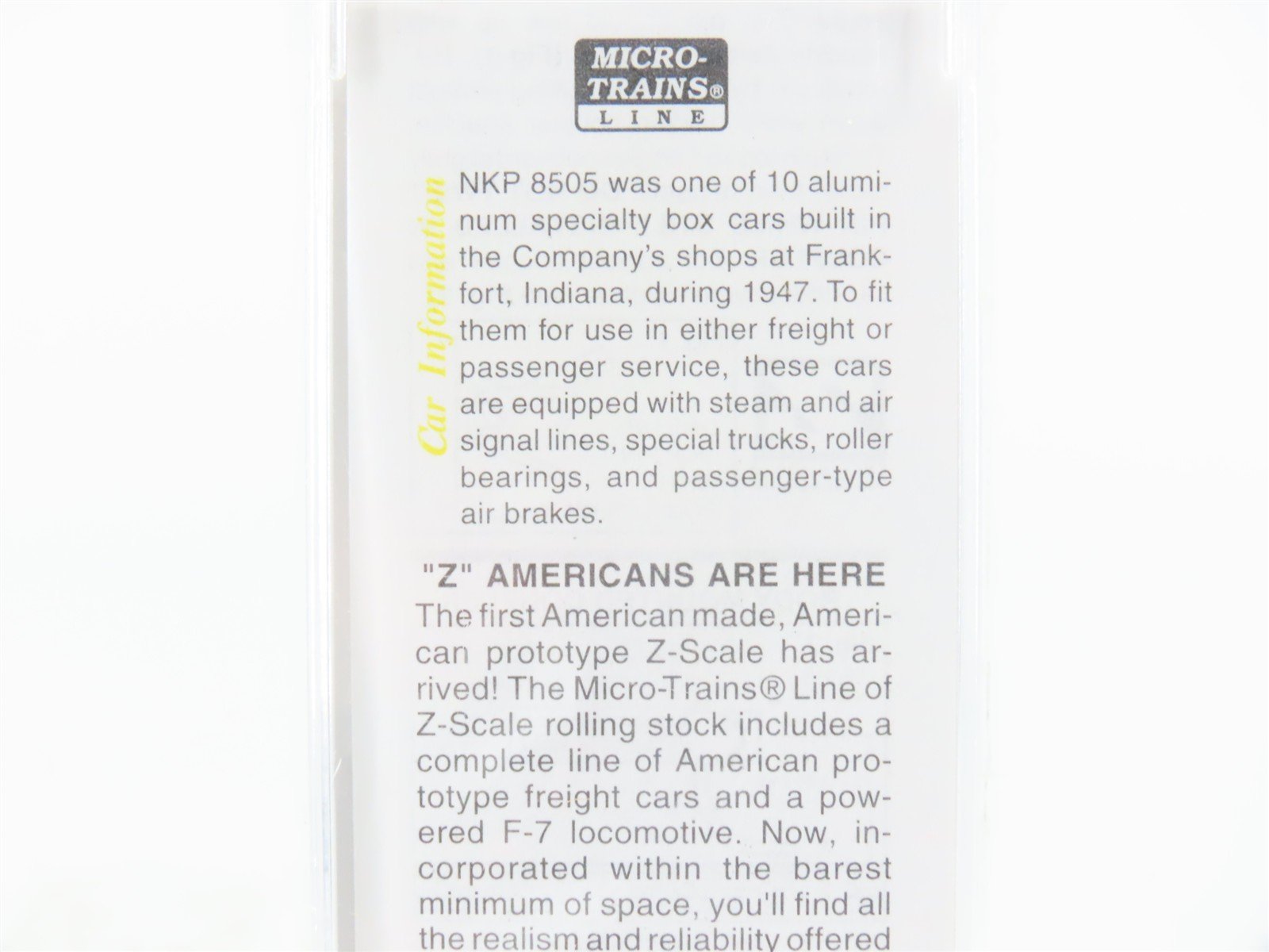 Z Scale Micro-Trains MTL 14122 NKP Nickel Plate Road 40' Box Car #8505 - SEALED