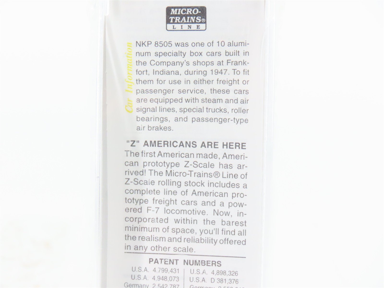 Z Scale Micro-Trains MTL 14122-2 NKP Nickel Plate Road 40' Boxcar #8505 - SEALED