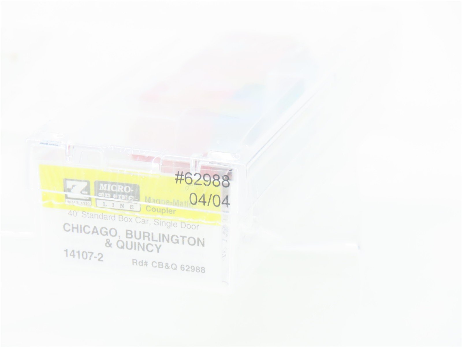 Z Scale Kadee Micro-Trains MTL 14107-2 CB&Q Burlington Route 40' Box Car #62988