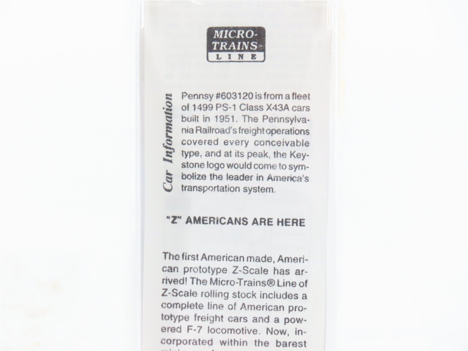 Z Scale Micro-Trains MTL 14106-2 PRR Pennsylvania 40' Box Car #603120 - SEALED