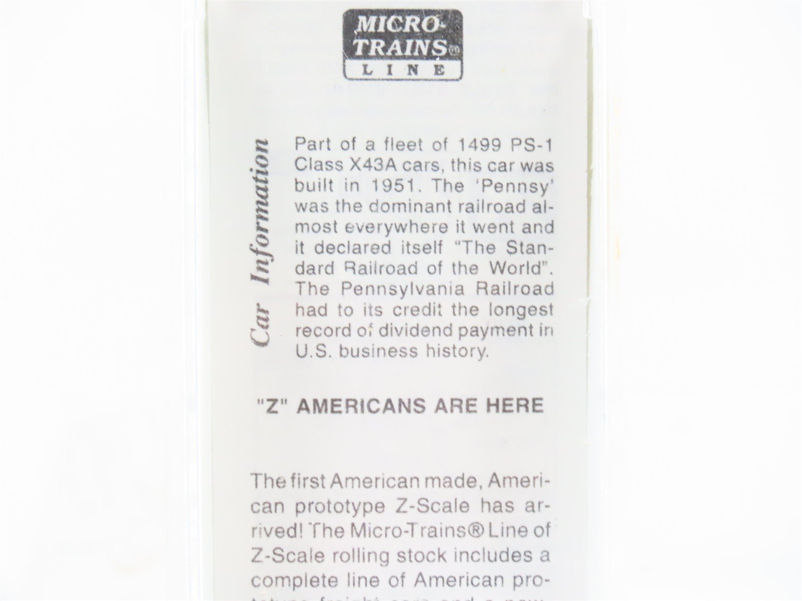 Z Scale Micro-Trains MTL 14106-2 PRR Pennsylvania 40' Box Car #603116 - SEALED