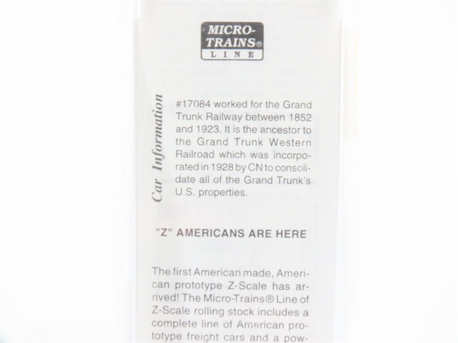 Z Scale Micro-Trains MTL 13909-2 Grand Trunk Railway 40' Box Car #17084 - SEALED
