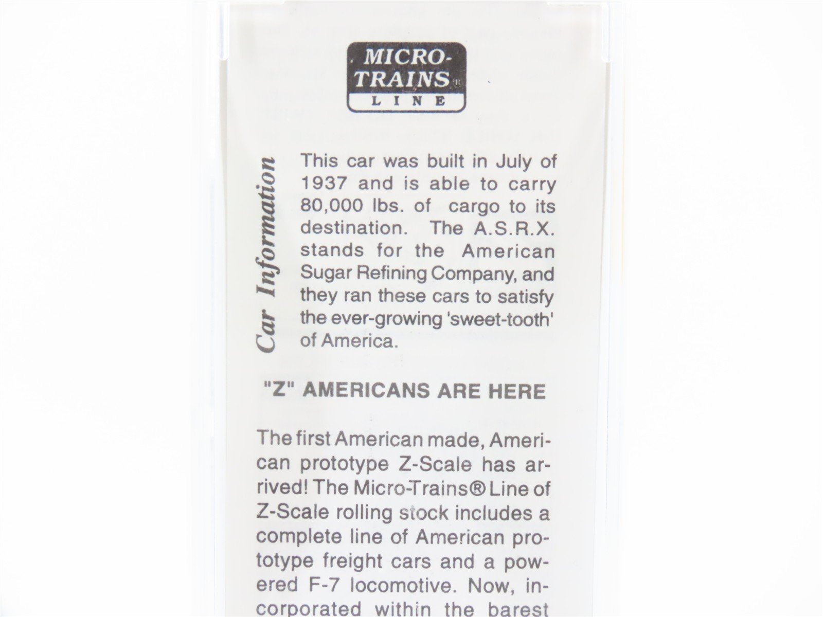 Z Scale Micro-Trains MTL 13908-2 ASRX Domino Sugars 40' Wood Box Car #497
