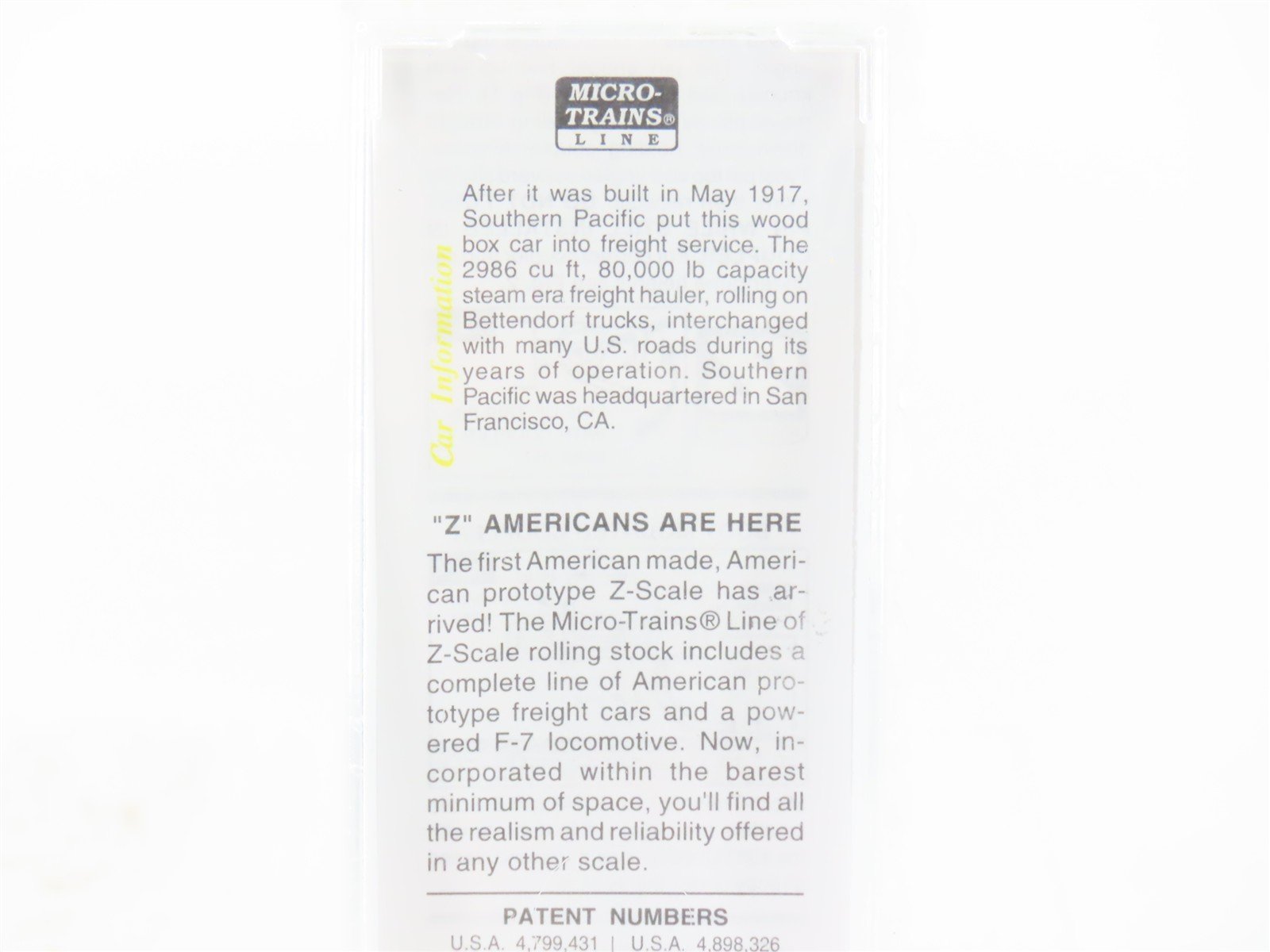 Z Scale Micro-Trains MTL 13911-2 SP Southern Pacific 40' Box Car #33801 - SEALED