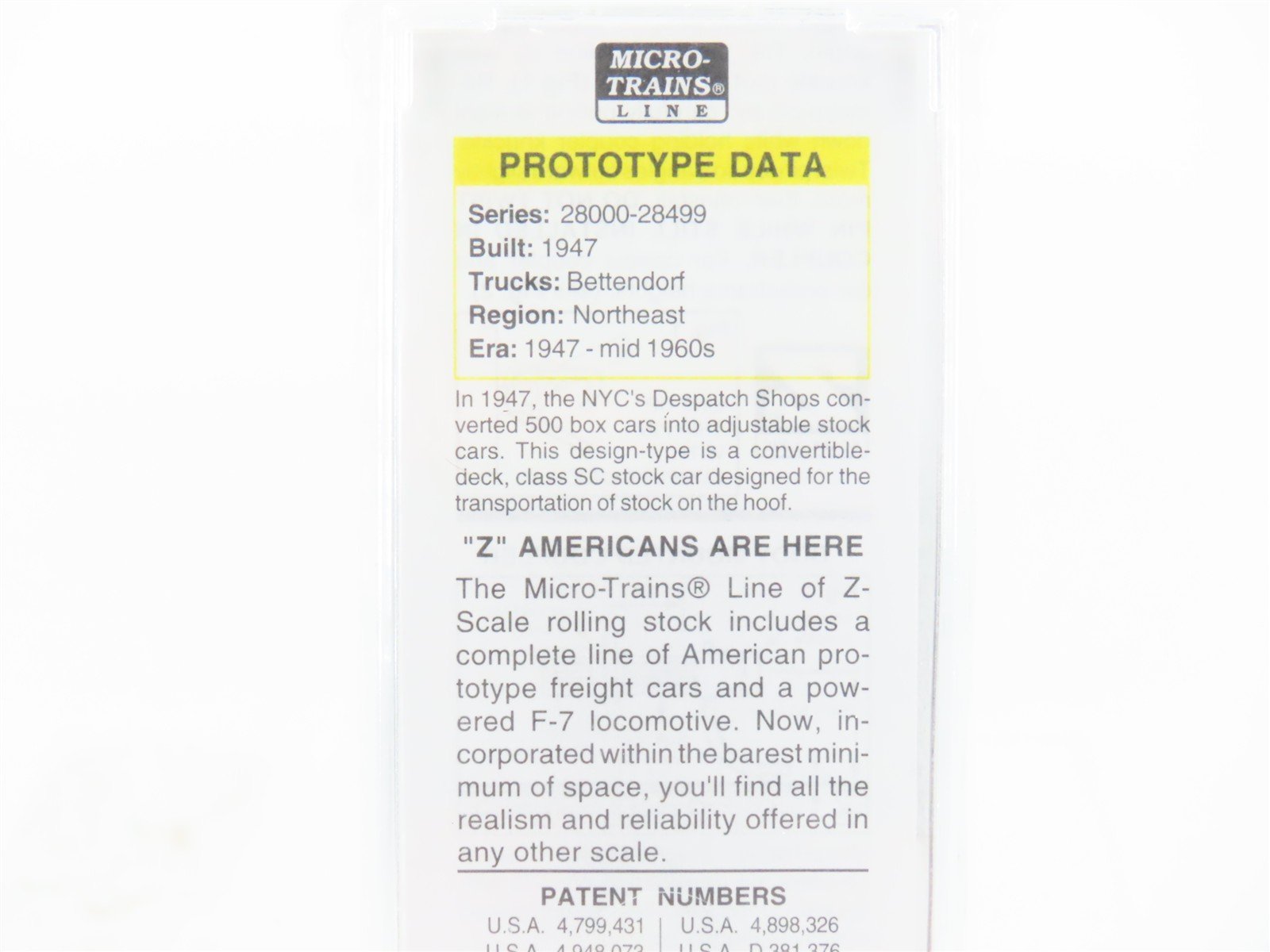 Z Scale Micro-Trains MTL 13806-2 NYC New York Central 40' Stock Car 28022 SEALED