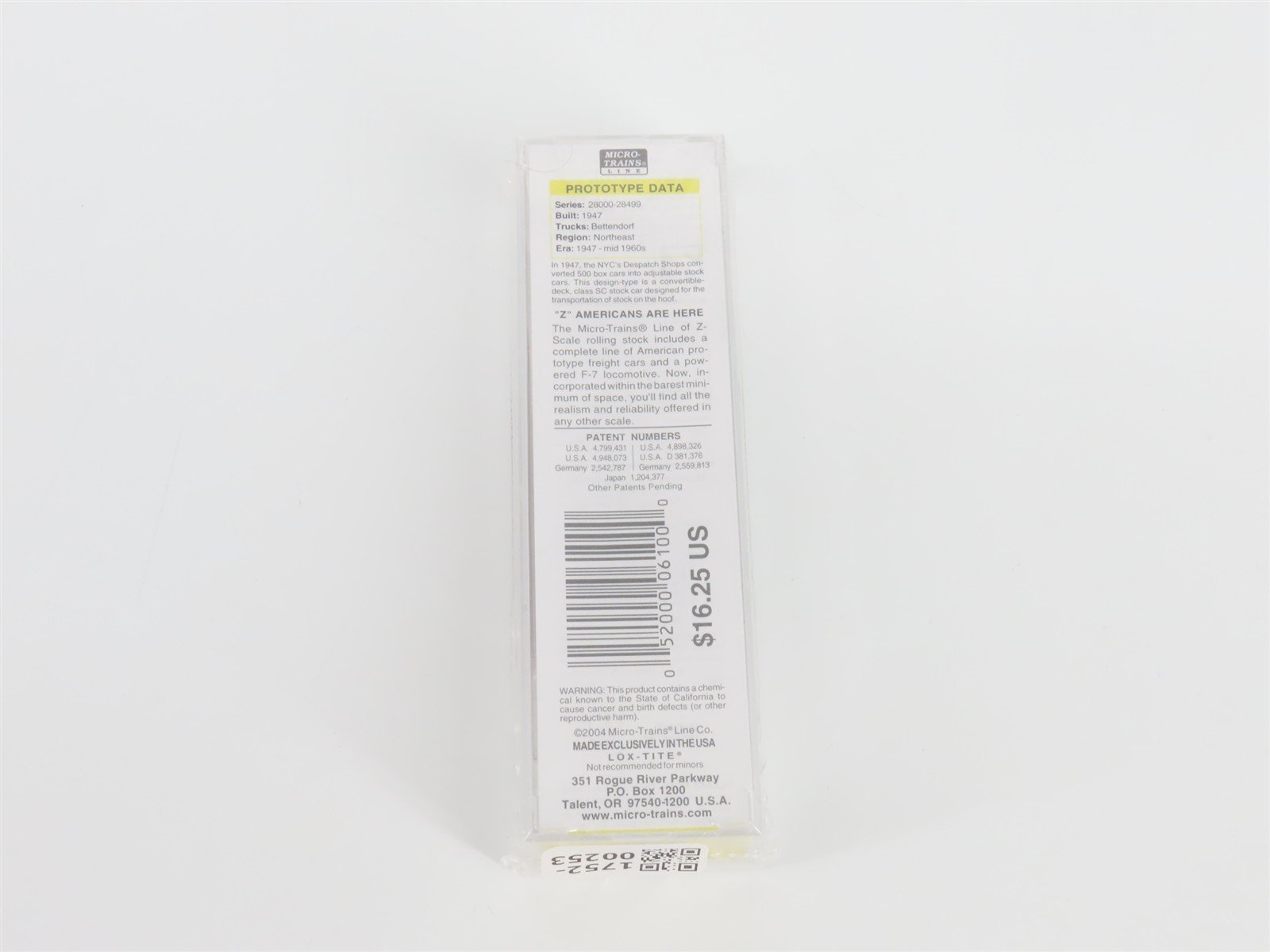 Z Scale Micro-Trains MTL 13806 NYC New York Central 40' Stock Car #28022