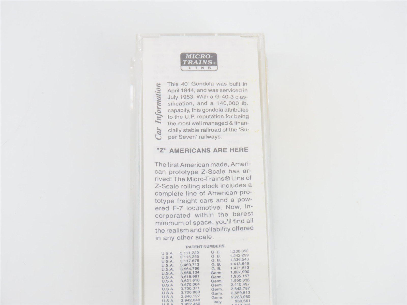 Z Scale Micro-Trains MTL 14303-2 UP Union Pacific 40' Gondola #65233