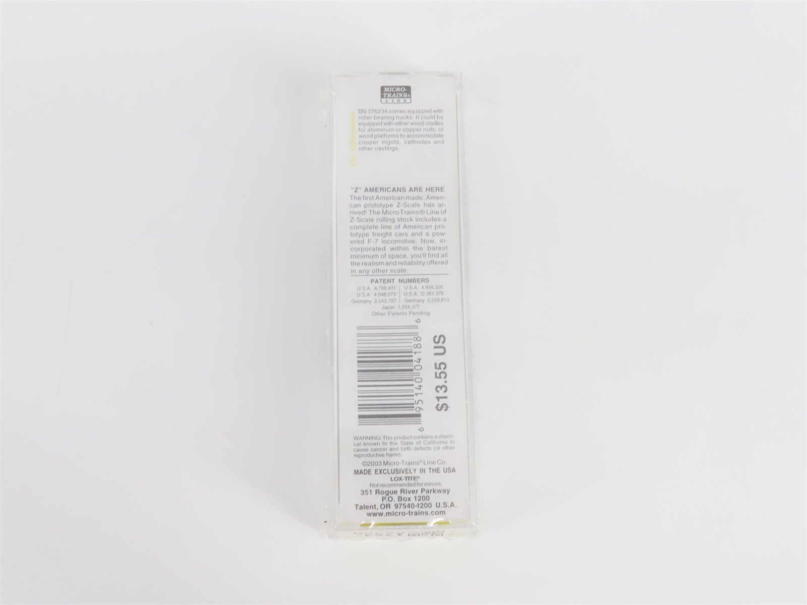 Z Scale Micro-Trains MTL 14212 BN Burlington Northern 50' Box Car #376234