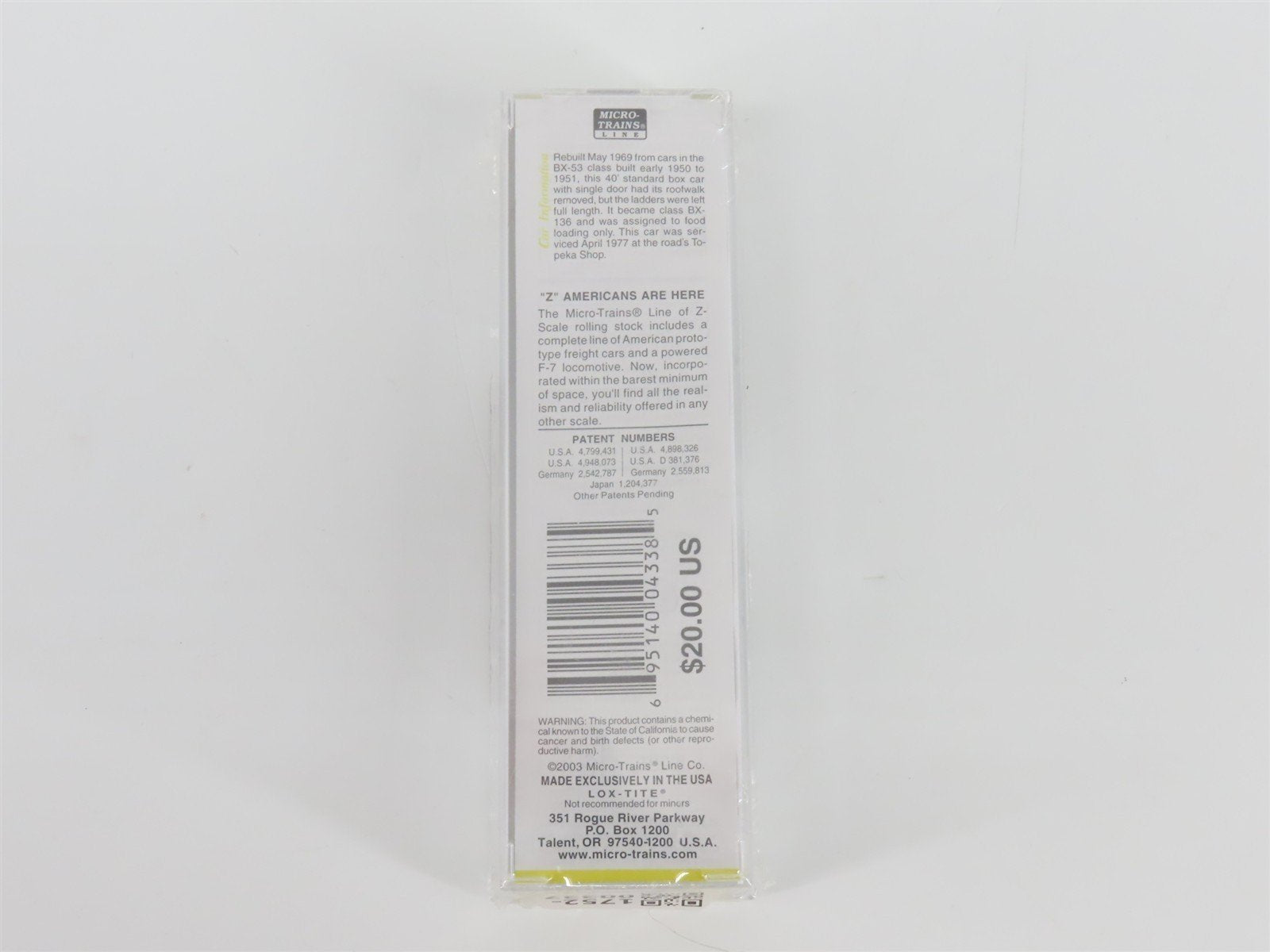 Z Scale Micro-Trains MTL 14147 ATSF Santa Fe 40' Single Door Box Car #22640