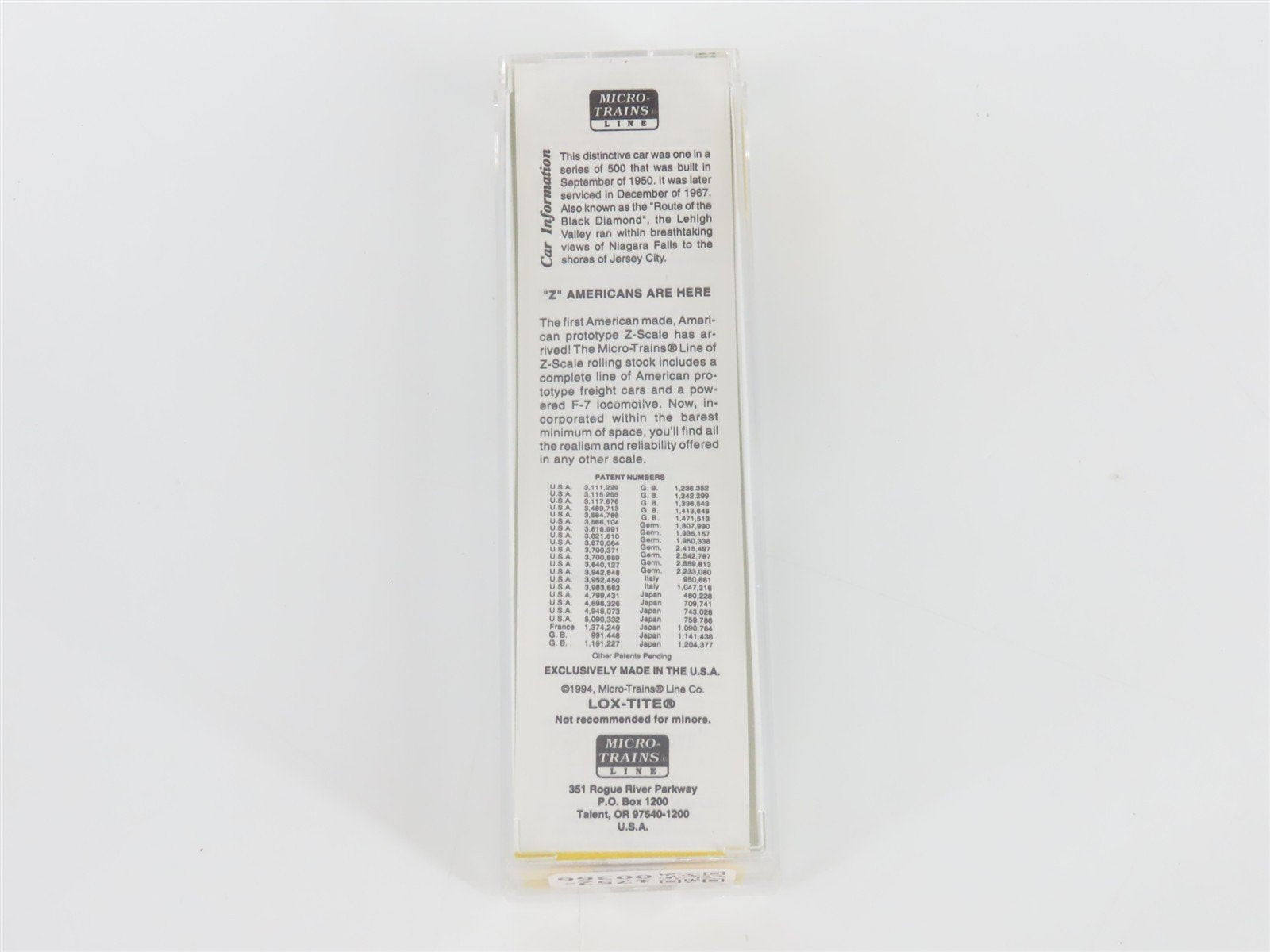 Z Scale Micro-Trains MTL 14129-2 LV Lehigh Valley 40' Single Door Box Car #62545