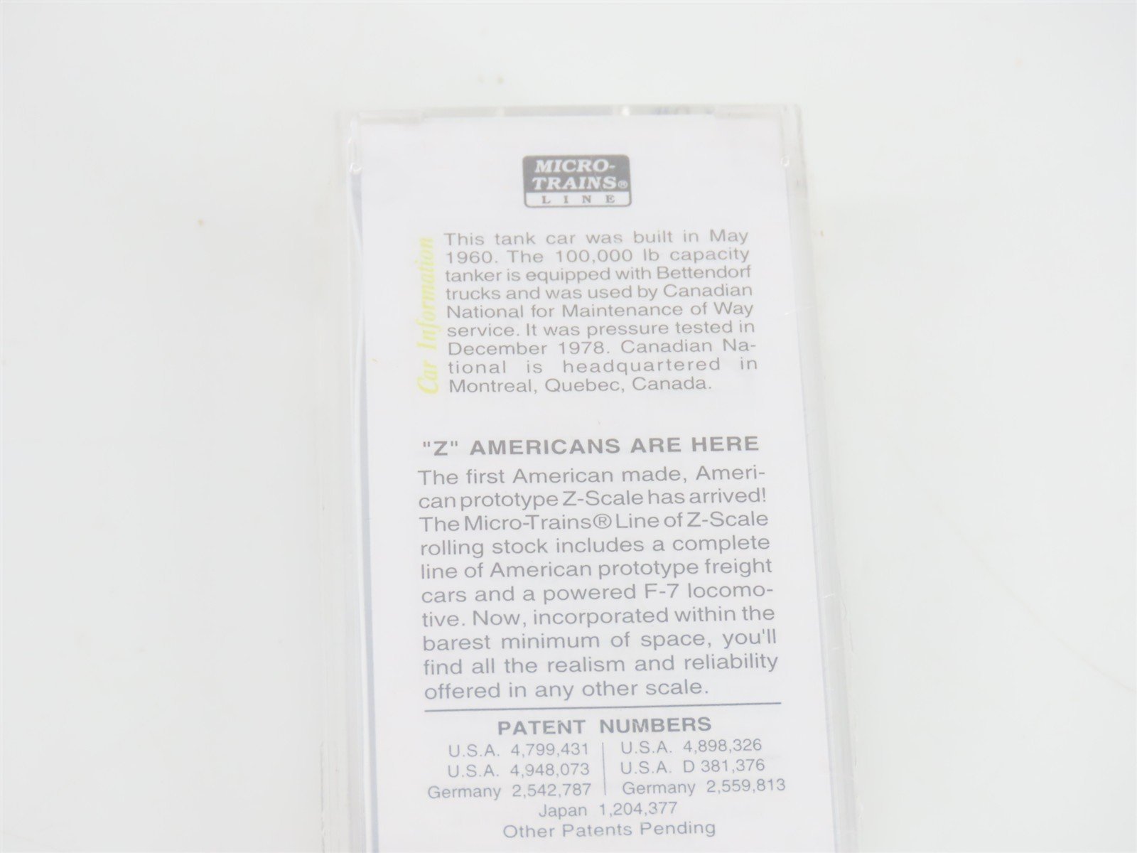 Z Scale Micro-Trains MTL 14419 CN Canadian National Single Dome Tank Car #990984