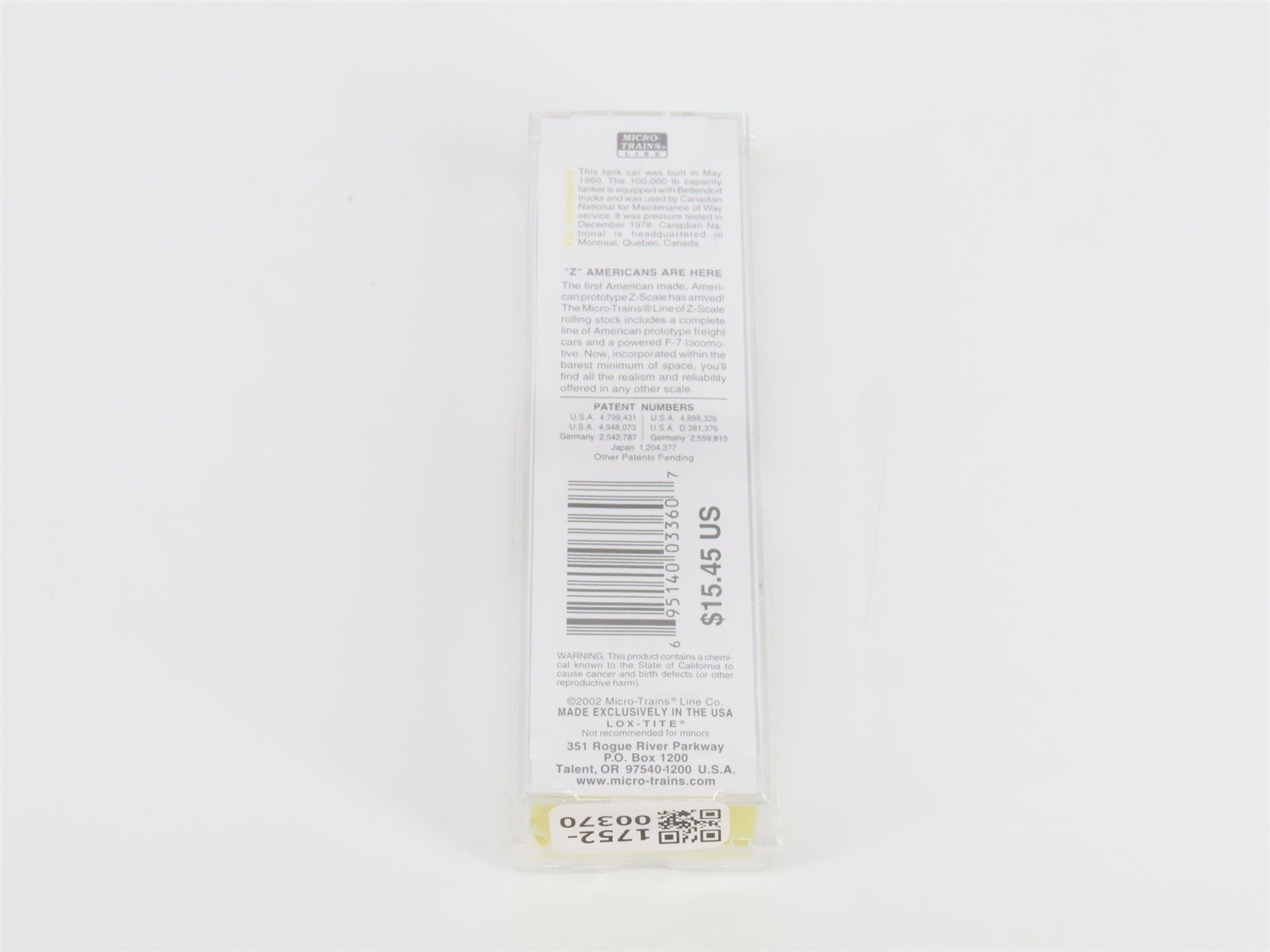 Z Micro-Trains MTL 14419-2 CN Canadian National Single Dome Tank Car #990984