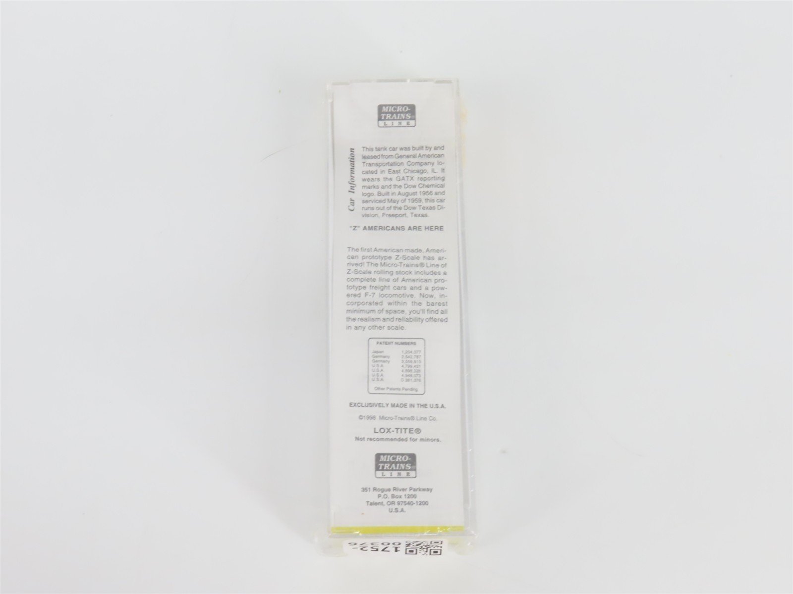 Z Scale Micro-Trains MTL 14409-2 GATX Dow Chemical Single Dome Tank Car #62540