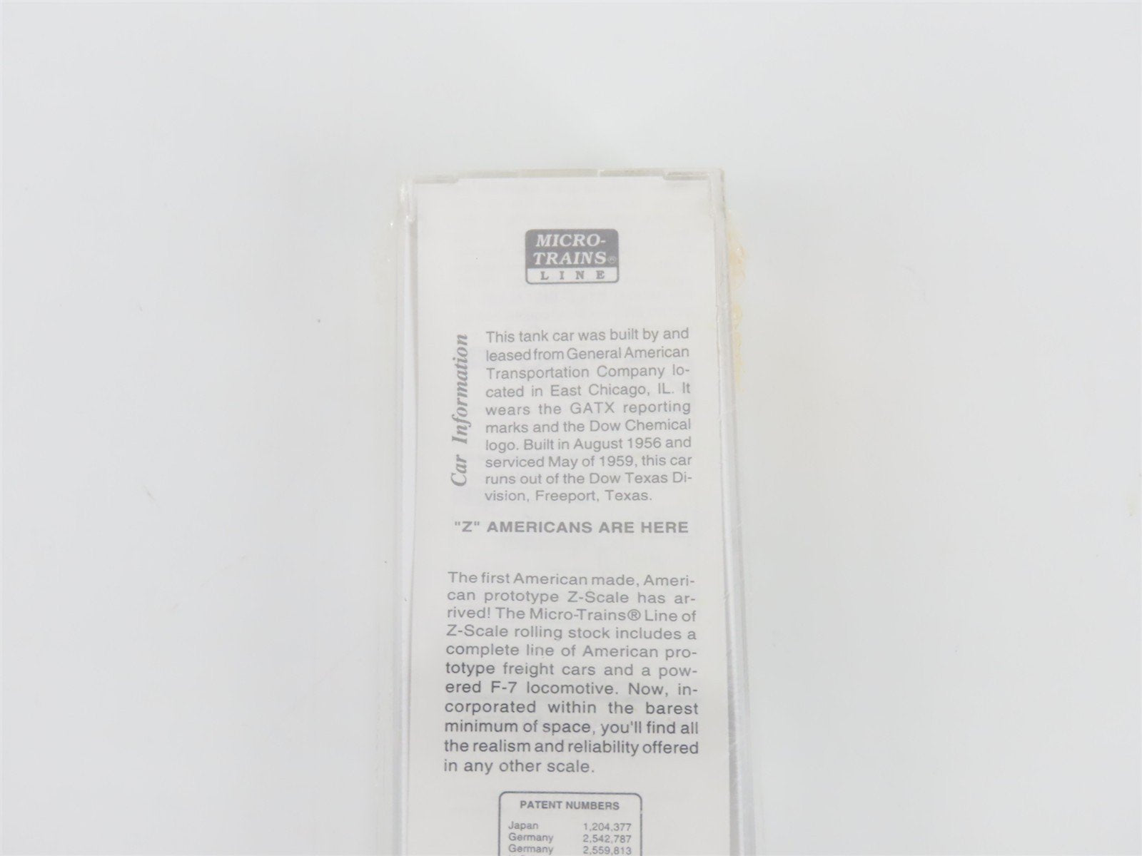 Z Scale Micro-Trains MTL 14409-2 GATX Dow Chemical Single Dome Tank Car #62540