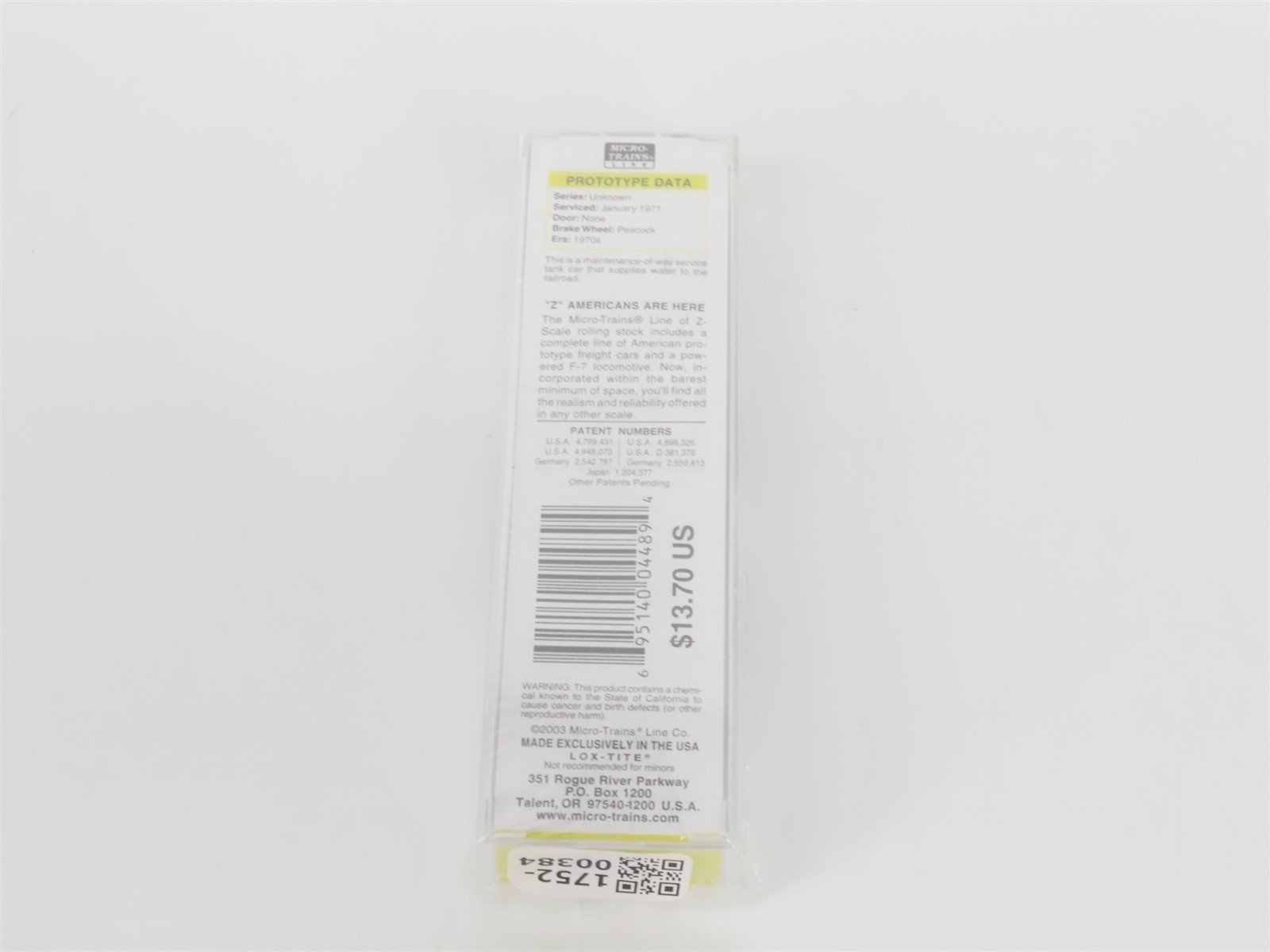 Z Micro-Trains MTL 14414 UP Union Pacific Single Dome Water Tank Car #908726