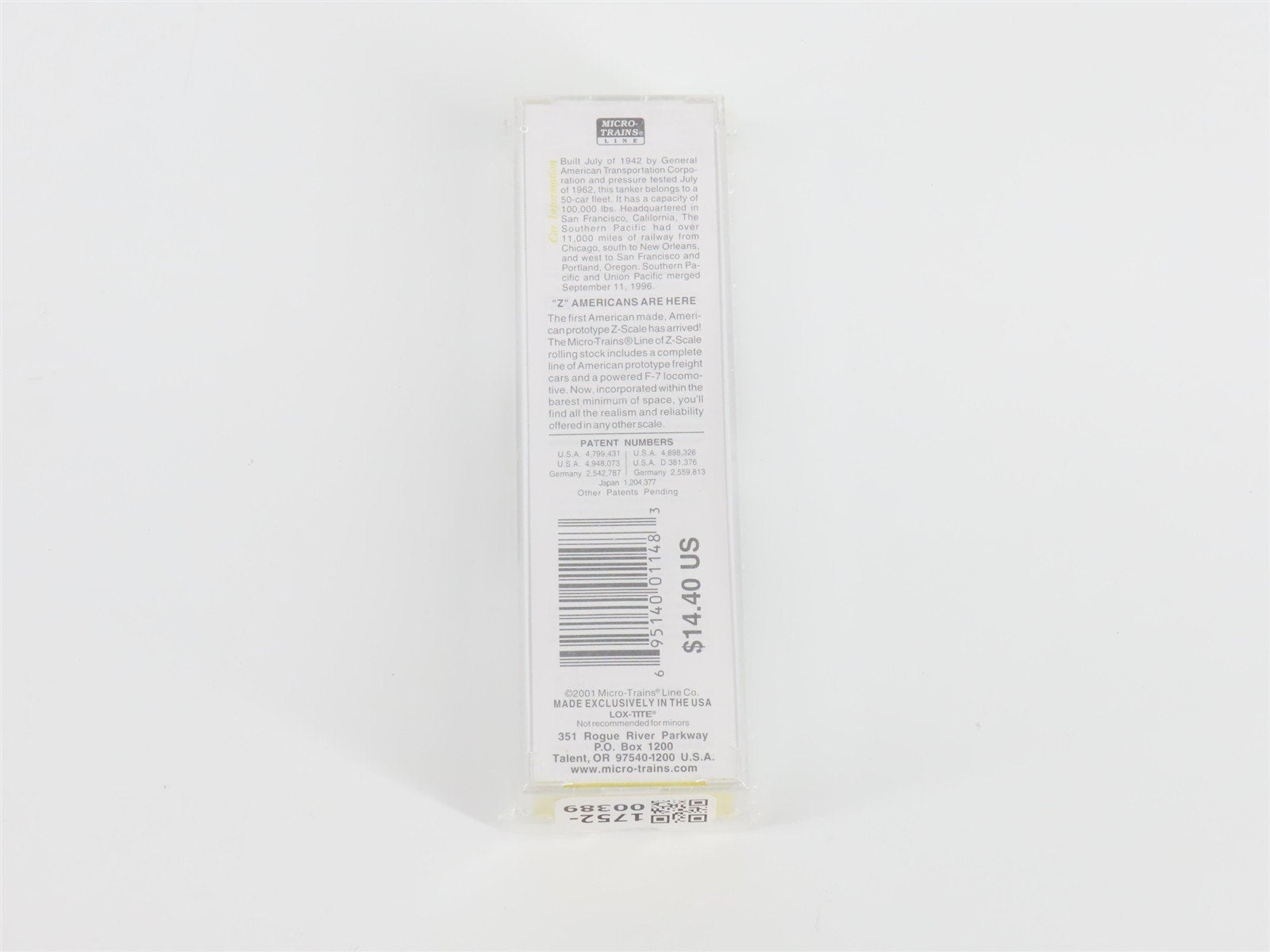 Z Scale Micro-Trains MTL 14408-2 SP Southern Pacific Single Dome Tank Car #60175