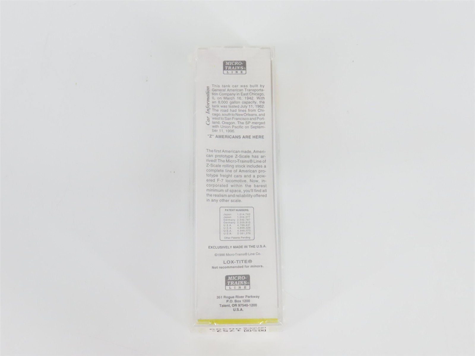 Z Scale Micro-Trains MTL 14408-2 SP Southern Pacific Single Dome Tank Car #60170