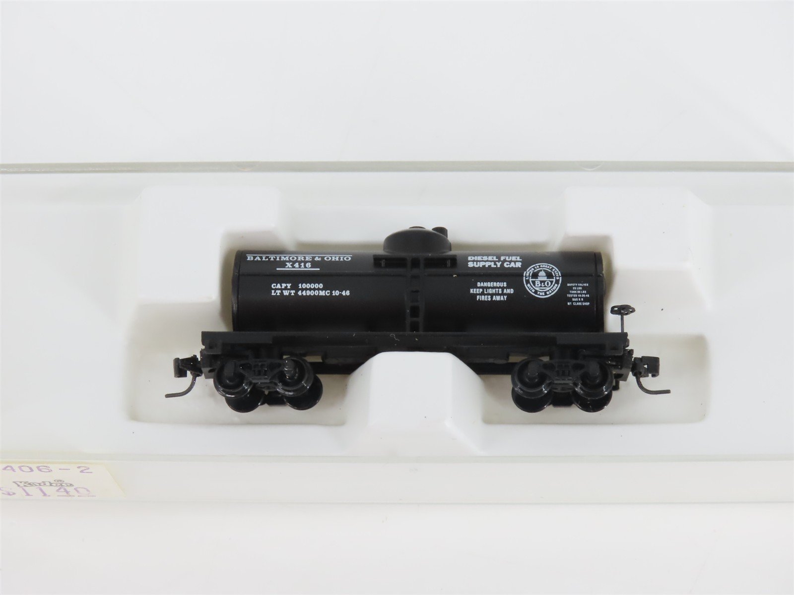 Z Kadee Micro-Trains MTL 14406 B&O Baltimore & Ohio Single Dome Tank Car #X416