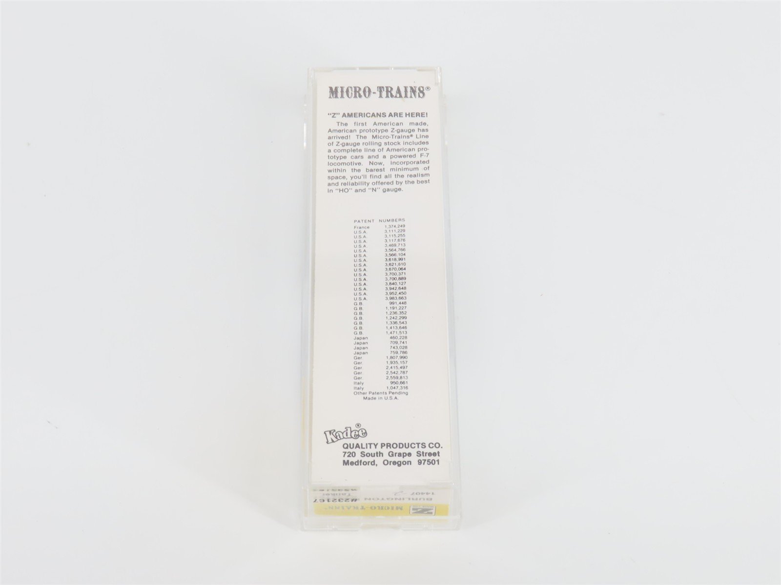 Z Kadee Micro-Trains MTL 14407-2 CB&Q Burlington Route Single Dome Tank Car