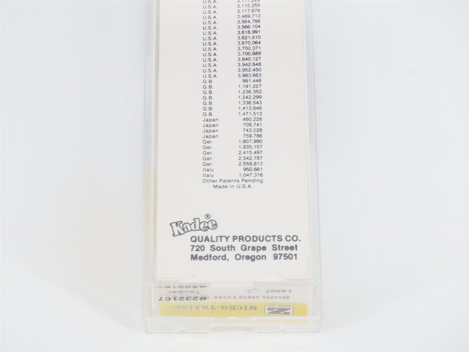 Z Kadee Micro-Trains MTL 14407-2 CB&Q Burlington Route Single Dome Tank Car