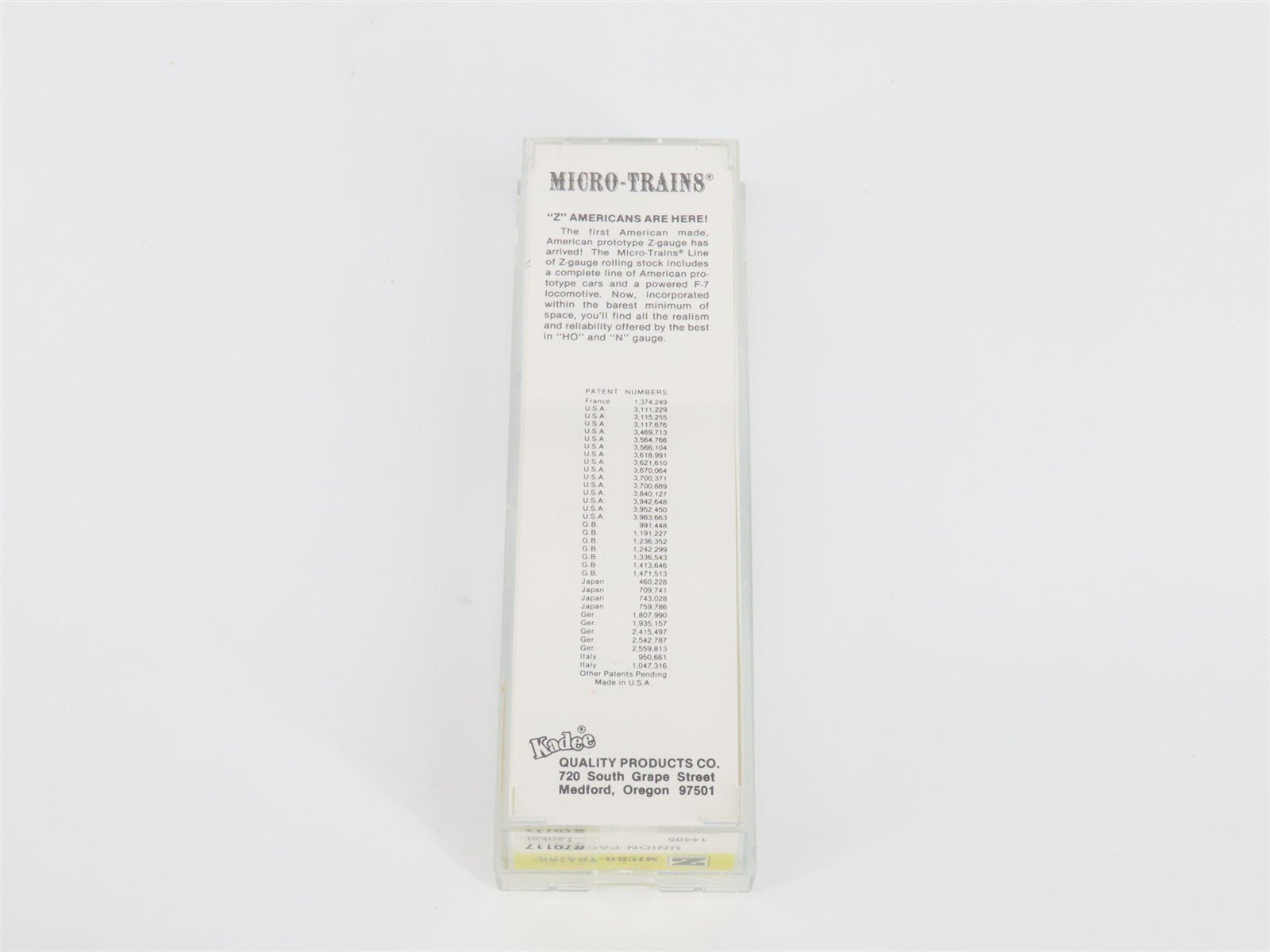 Z Scale Kadee Micro-Trains MTL 14405 UP Union Pacific Single Dome Tank Car 70117