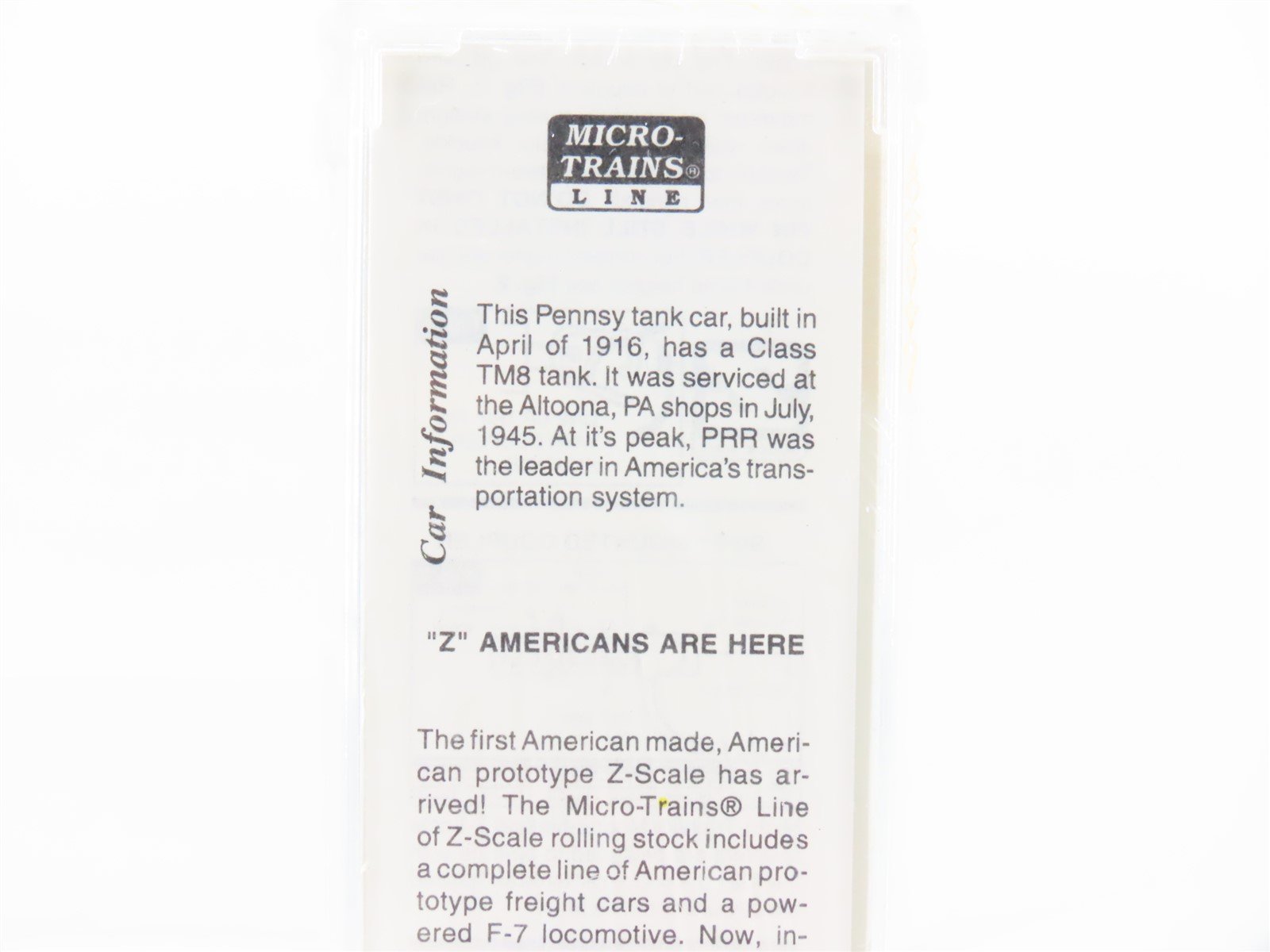 Z Scale Micro-Trains MTL 14401 PRR Pennsylvania Single Dome Tank Car #498640