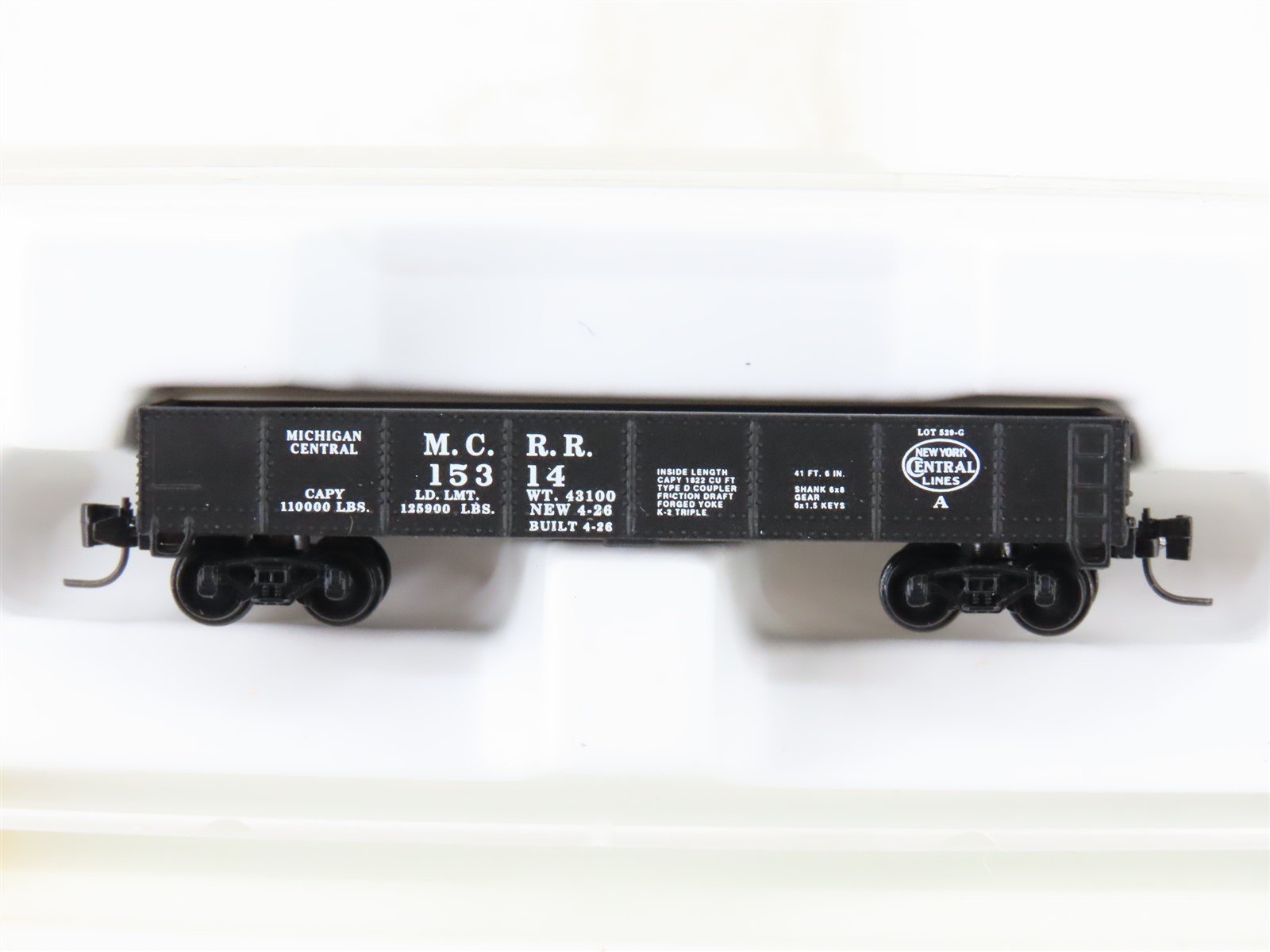 Z Scale Micro-Trains MTL 14307-2 MCRR NYC Michigan Central Gondola #15314