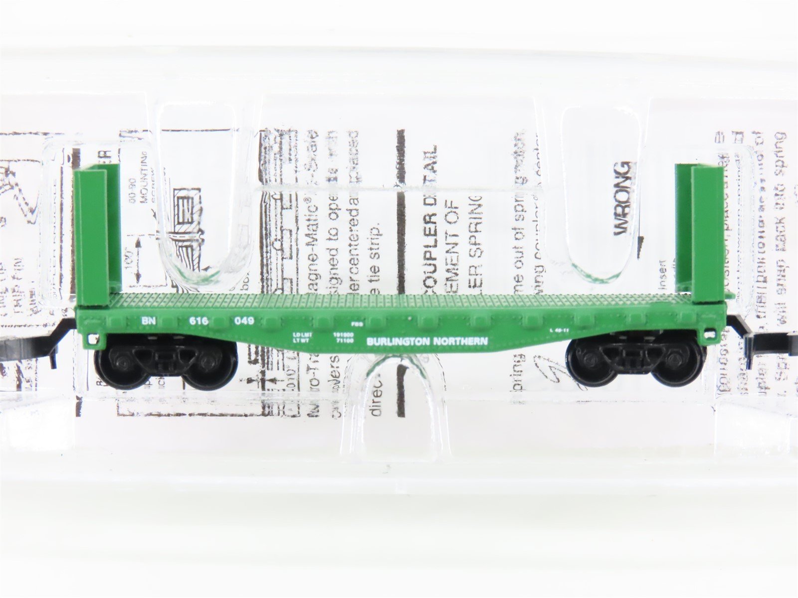 Z Micro-Trains MTL 14607 BN Burlington Northern 40' Bulkhead Flat Car #616049
