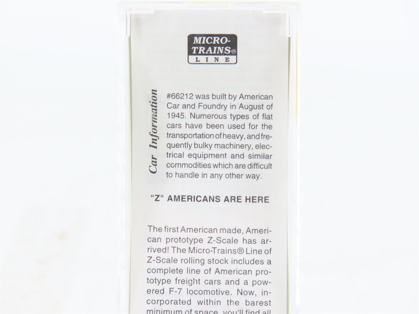 Z Scale Micro-Trains MTL 14507-2 GN Great Northern Flat Car #66212