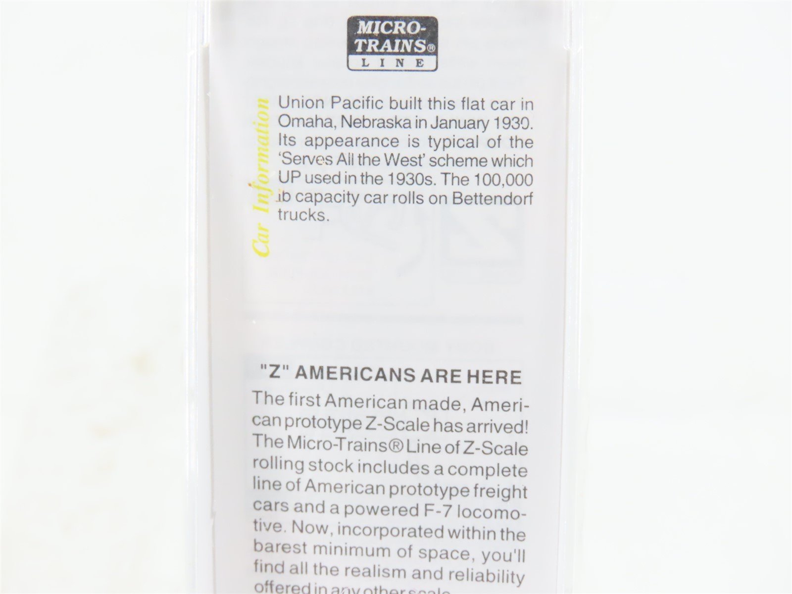 Z Scale Micro-Trains MTL 14505-2 UP Union Pacific 40' Flat Car #51547