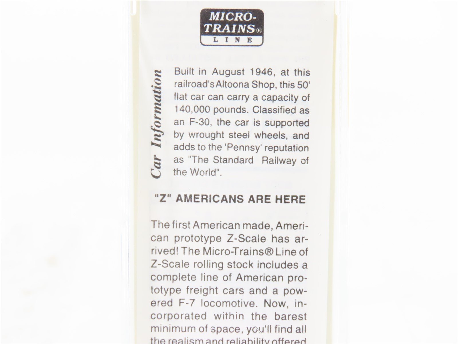Z Scale Micro-Trains MTL 14504-2 PRR Pennsylvania Railroad Flat Car #470170