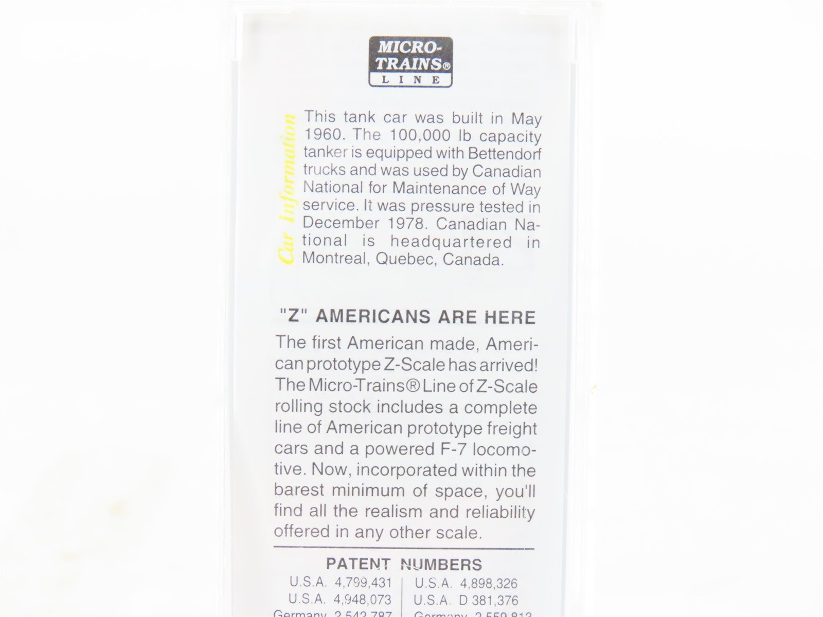 Z Micro-Trains MTL 14419-2 CN Canadian National 39' Single Dome Tank Car #990984