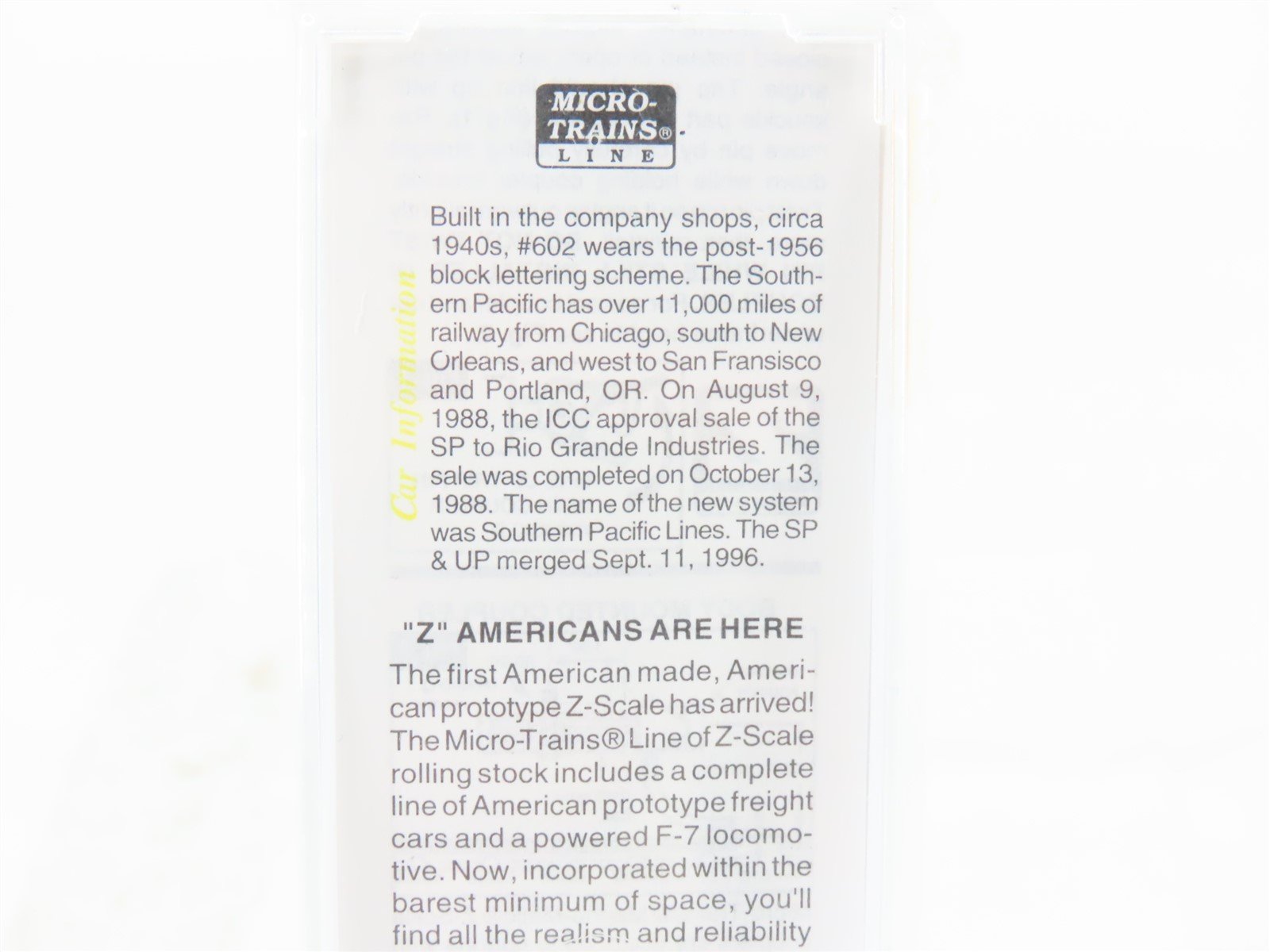 Z Scale Micro-Trains MTL 14711-2 SP Southern Pacific Caboose #602