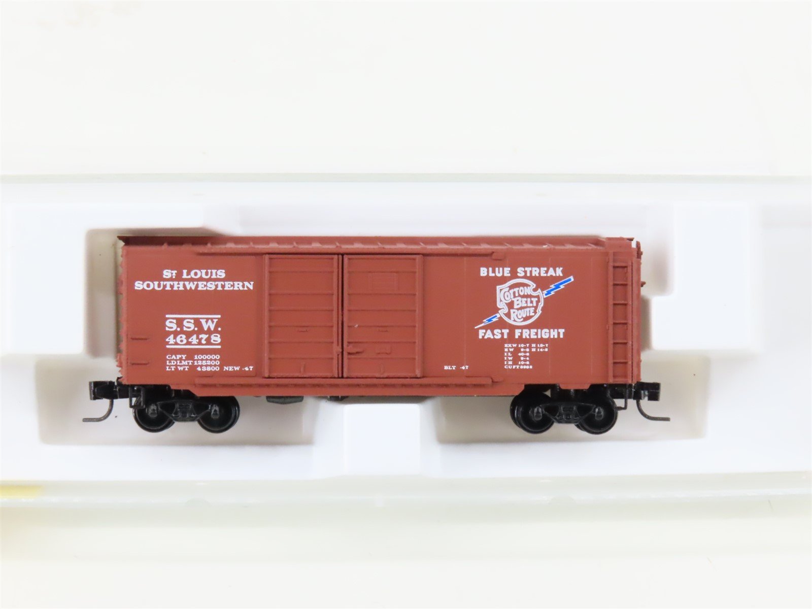 Z Kadee Micro-Trains MTL 14804-2 SSW Cotton Belt Blue Streak 40' Box Car #46478