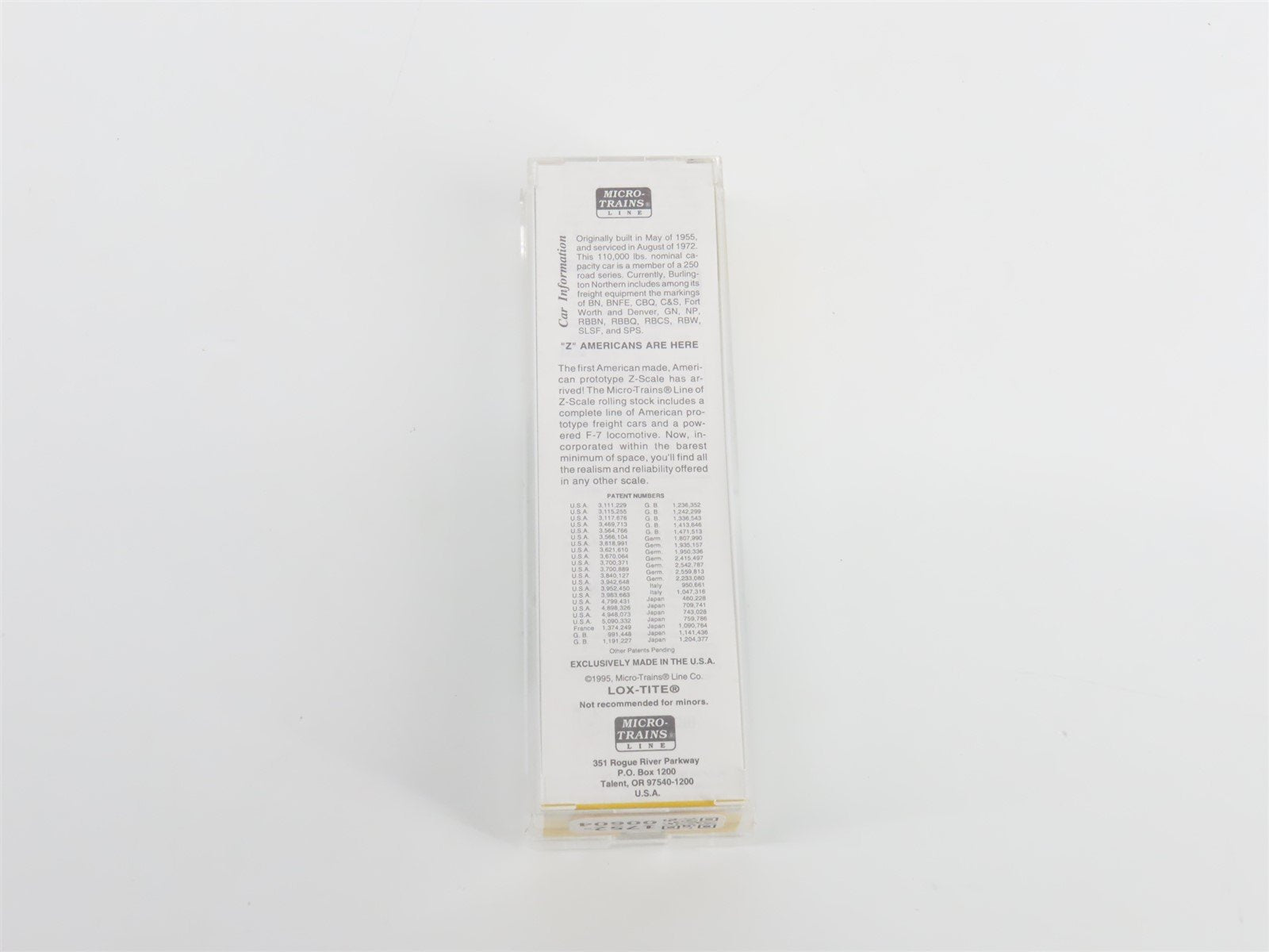 Z Scale Micro-Trains MTL 14811-2 BN Burlington Northern 40' Box Car #198765