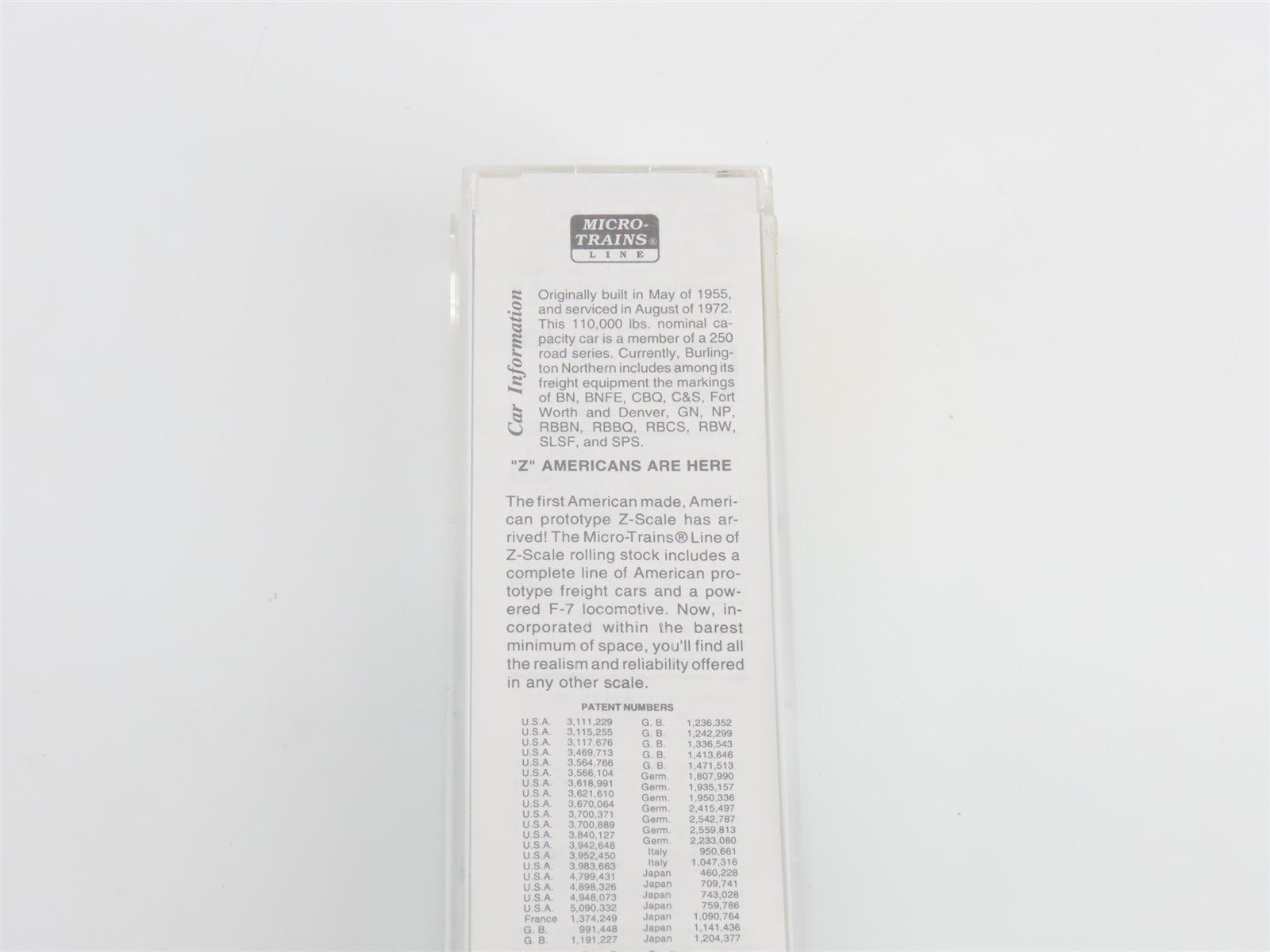 Z Scale Micro-Trains MTL 14811-2 BN Burlington Northern 40' Box Car #198765