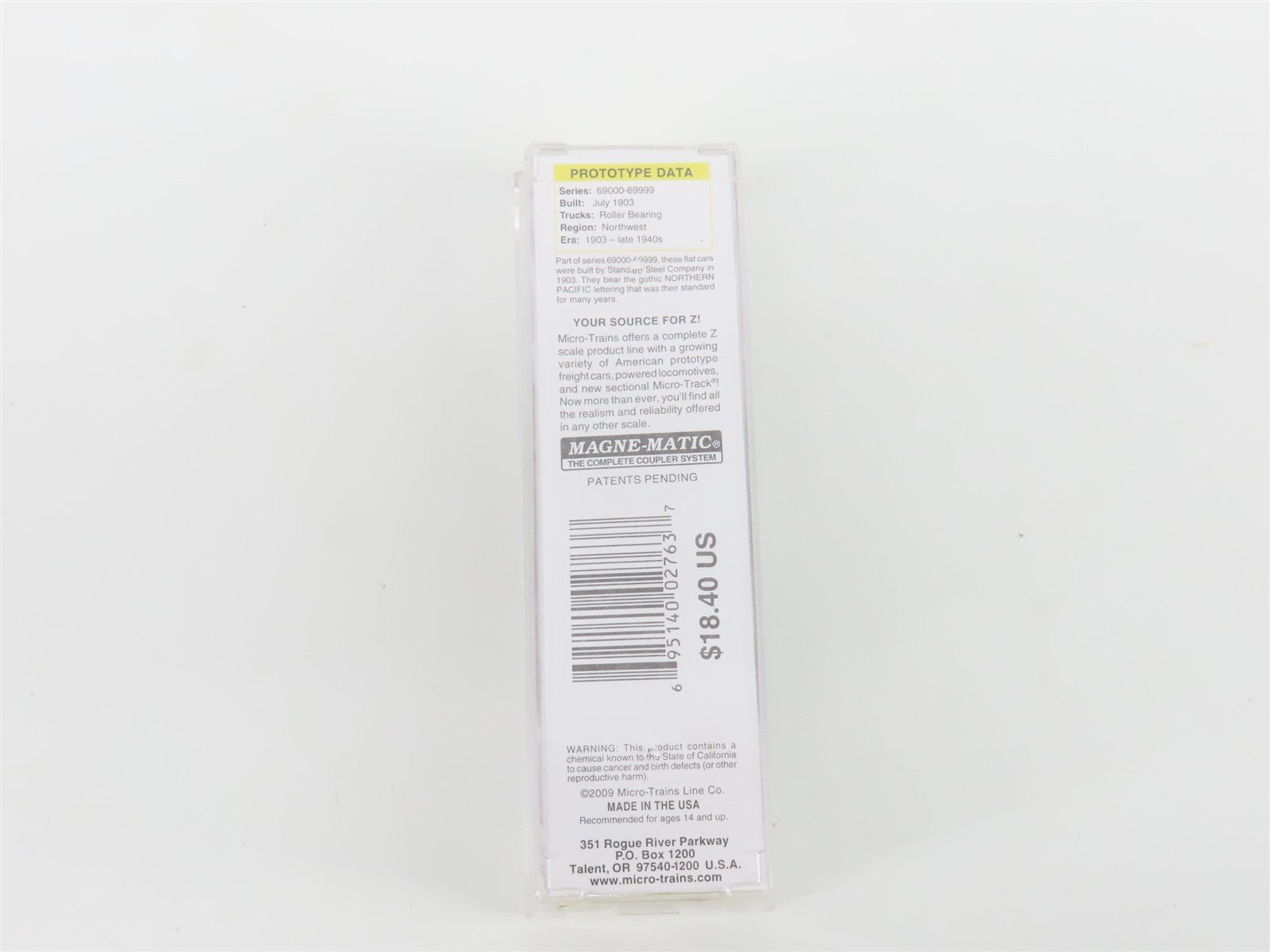 Z Micro-Trains MTL 52500091 NP Northern Pacific 40' Flat Car #69721 w/ Log Load