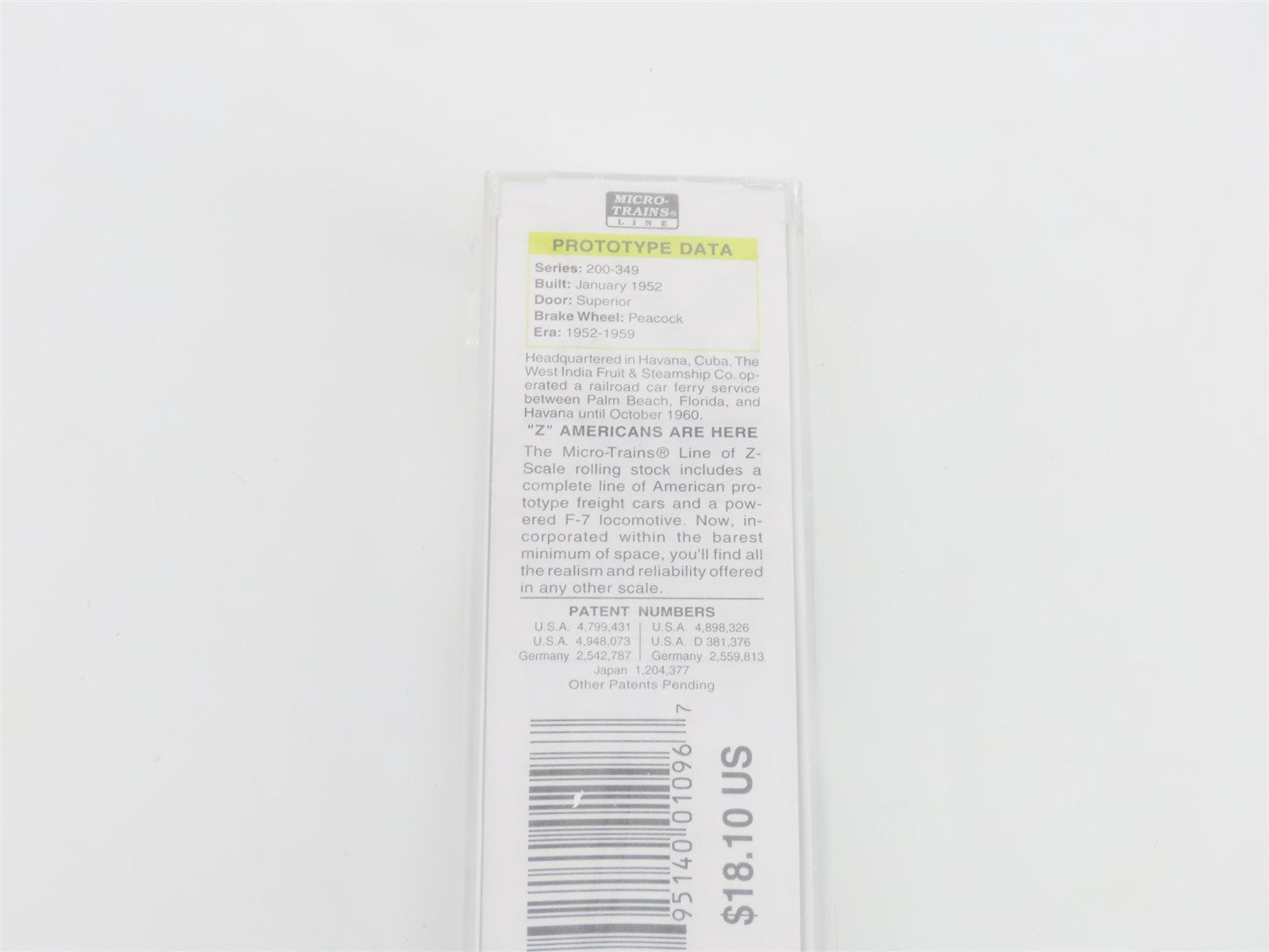 Z Micro-Trains MTL 14126-2 WIF West India Fruit & Steamship 40' Box Car #210