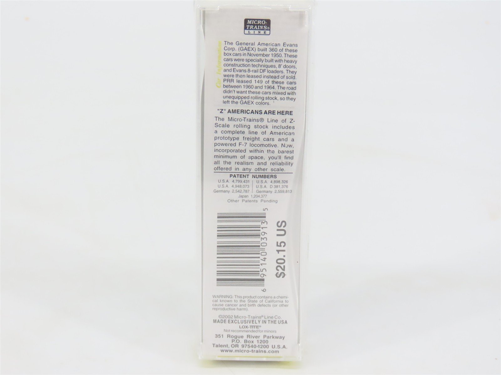 Z Scale Micro-Trains MTL 13518-2 PRR Pennsylvania (GAEX) 50' Box Car #47172