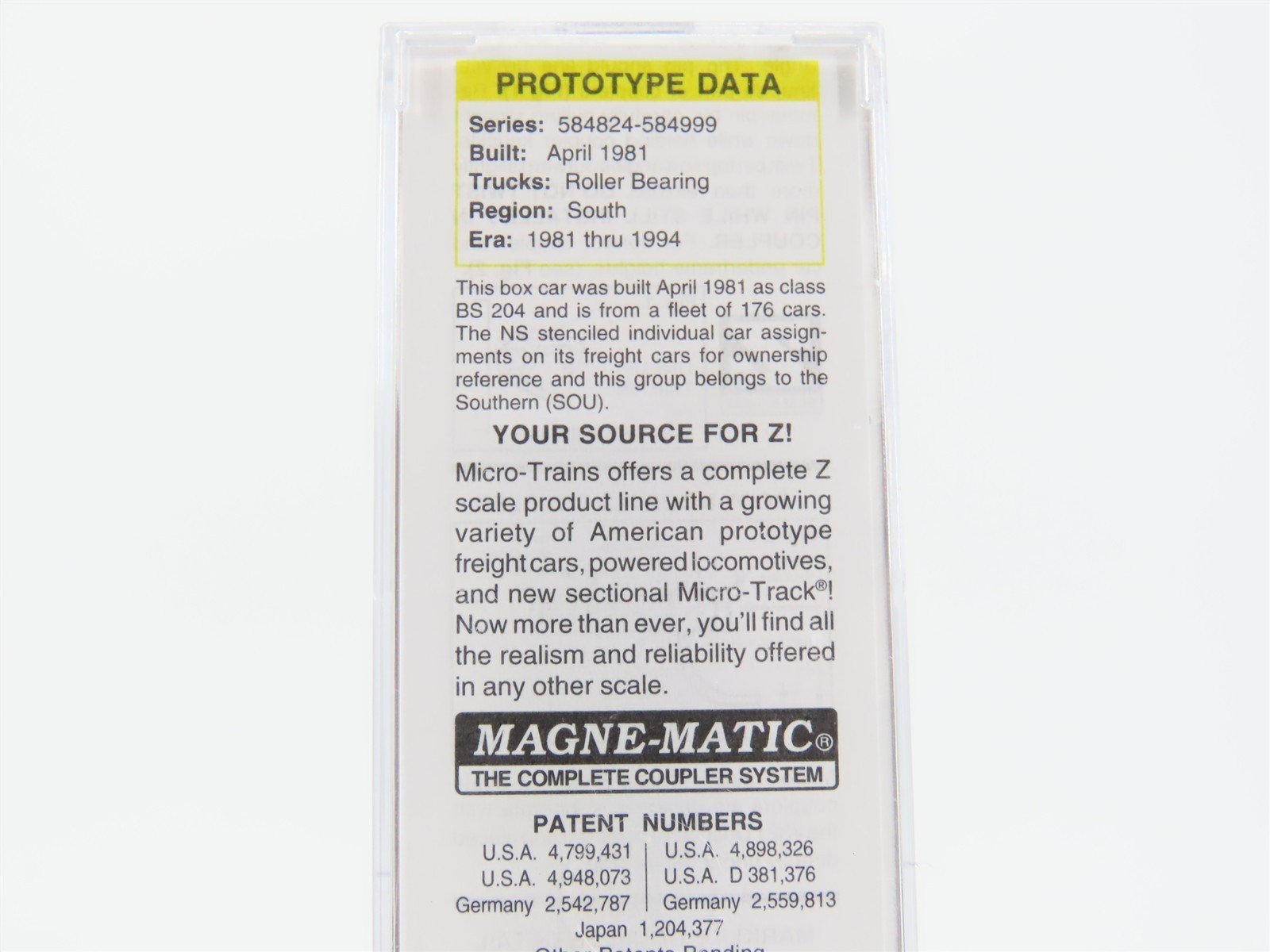 Z Scale Micro-Trains MTL 51100040 SOU Norfolk Southern 50' Box Car #584899