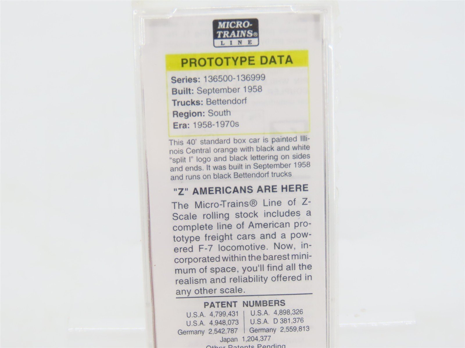 Z Scale Micro-Trains MTL 50100050 IC Illinois Central 40' Box Car #136996