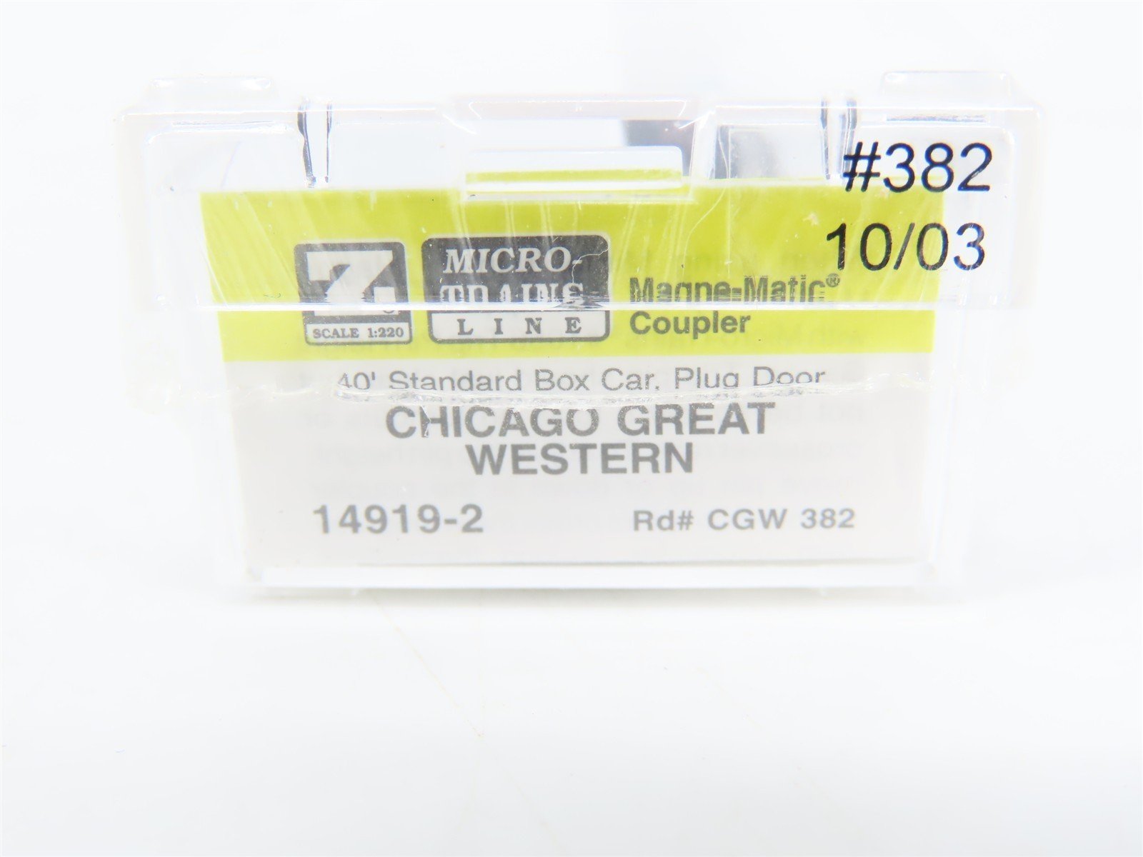 Z Scale Micro-Trains MTL 14919-2 CGW Chicago Great Western 40' Box Car #382