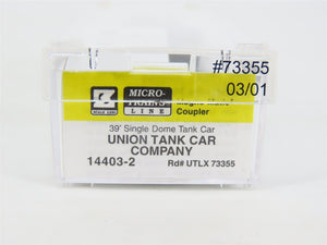 Z Scale Micro-Trains MTL 14403-2 UTLX Union Tank 39' Single Dome Tank Car #73355