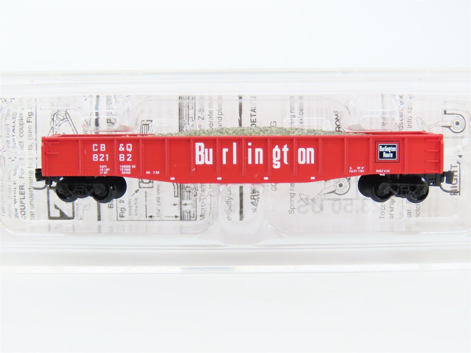 Z Micro-Trains MTL 52200162 CB&Q Burlington Route 50' Gondola #82182 w/ Load