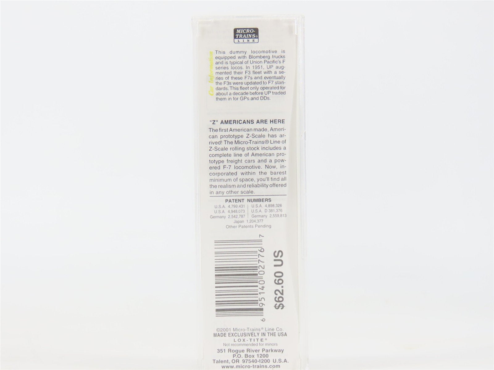 Z Scale Micro-Trains MTL 12001-2 UP Union Pacific F7A Diesel #1471 - Unpowered