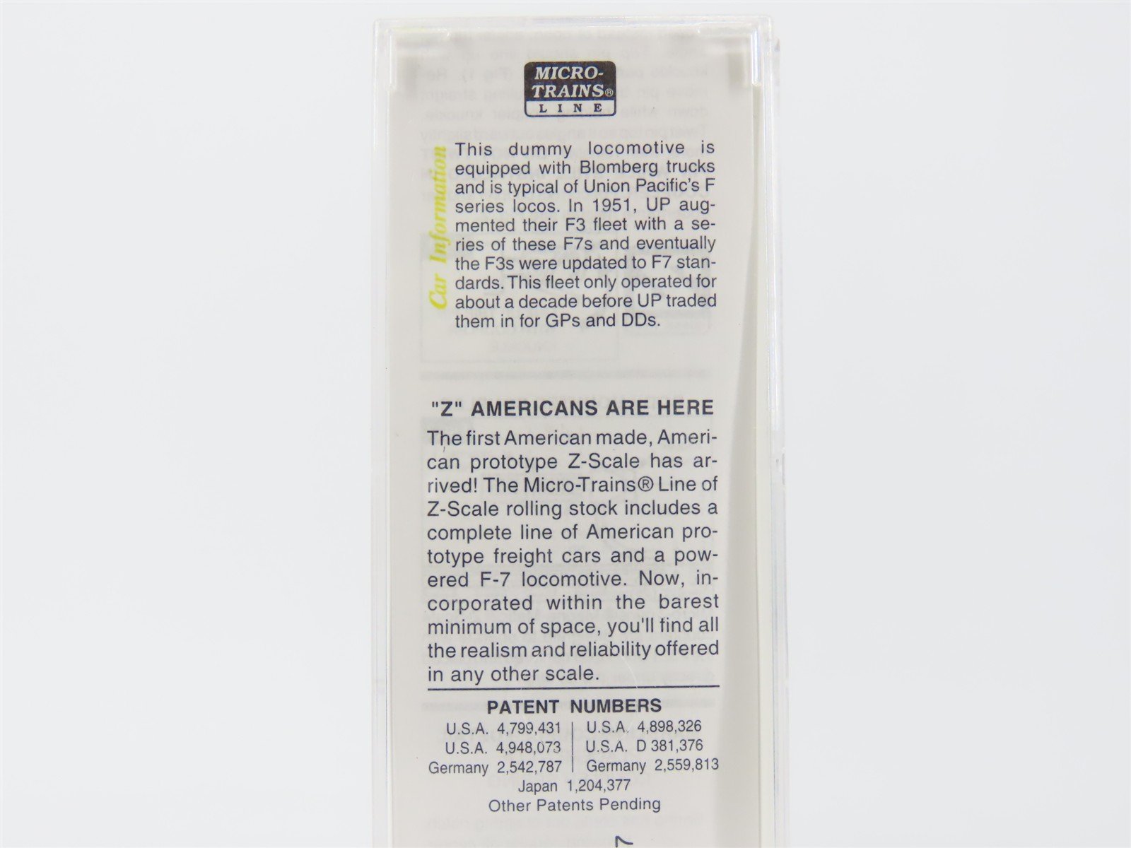 Z Scale Micro-Trains MTL 12001-2 UP Union Pacific F7A Diesel #1471 - Unpowered